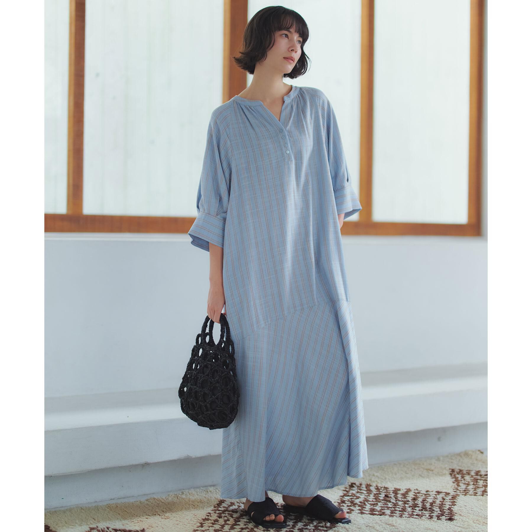 OPAQUE.CLIP「キーネックロングワンピース【洗える】」|ワンピース|