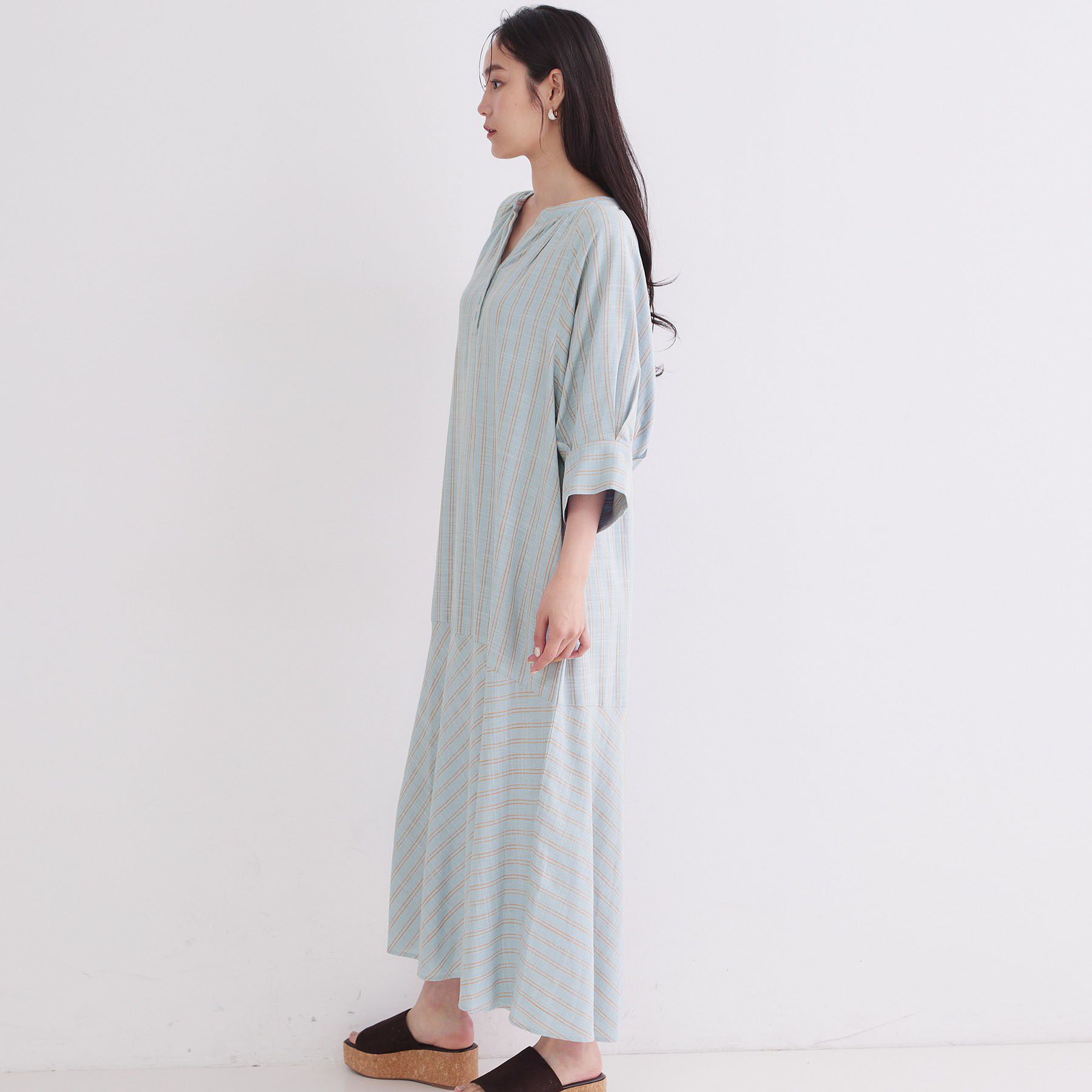 OPAQUE.CLIP「キーネックロングワンピース【洗える】」|ワンピース|