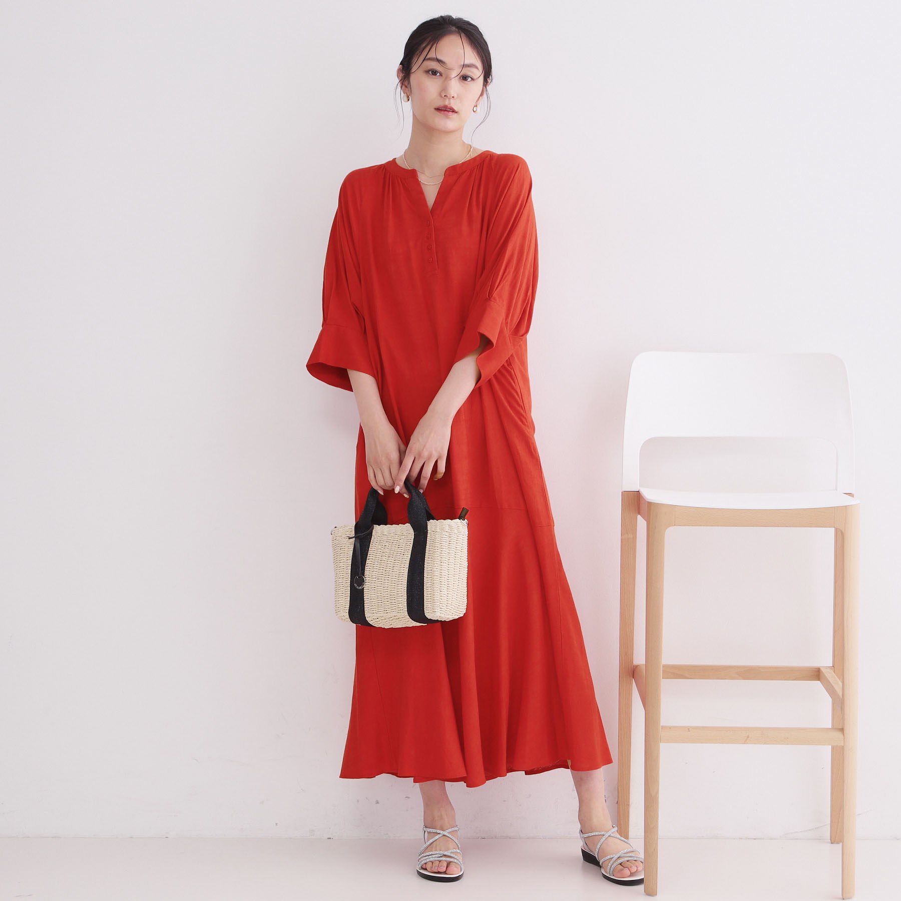 OPAQUE.CLIP「キーネックロングワンピース【洗える】」|ワンピース|