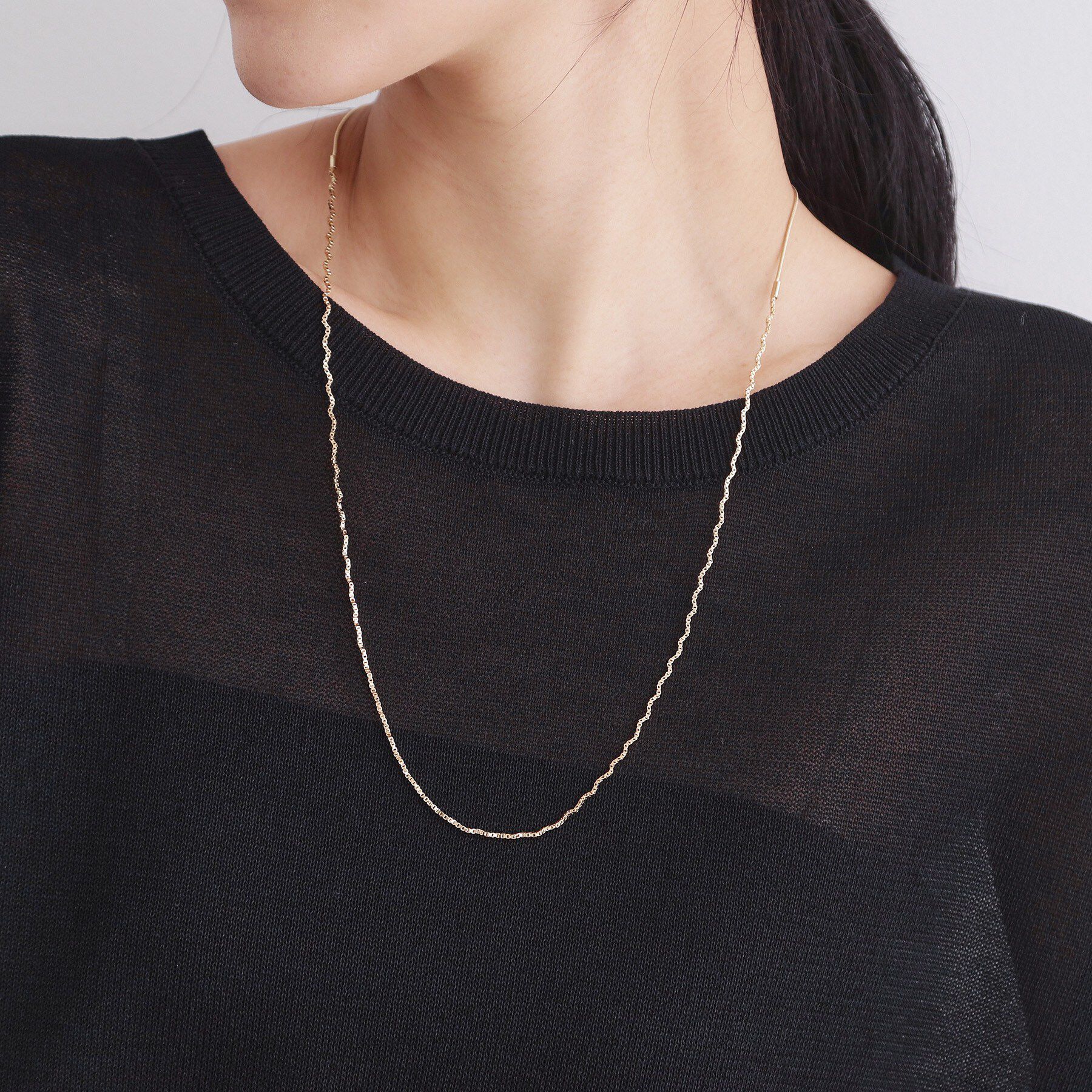 OPAQUE.CLIP「【長さ調整可】ウェーブデザインスライドネックレス」|ネックレス|