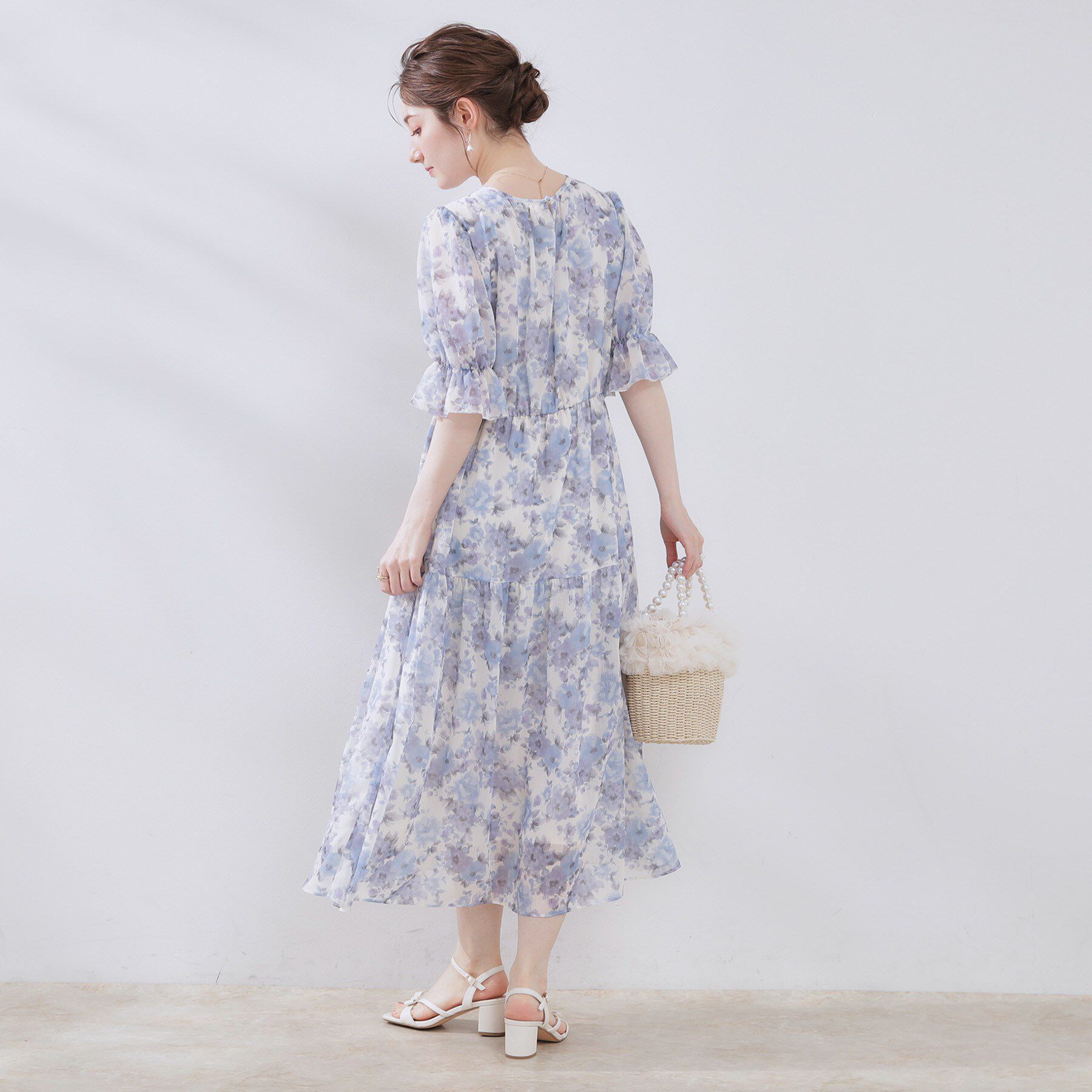 Couture broach「【一枚で着映える・大人可愛い】かすれプリント楊柳ワンピース」|ワンピース|