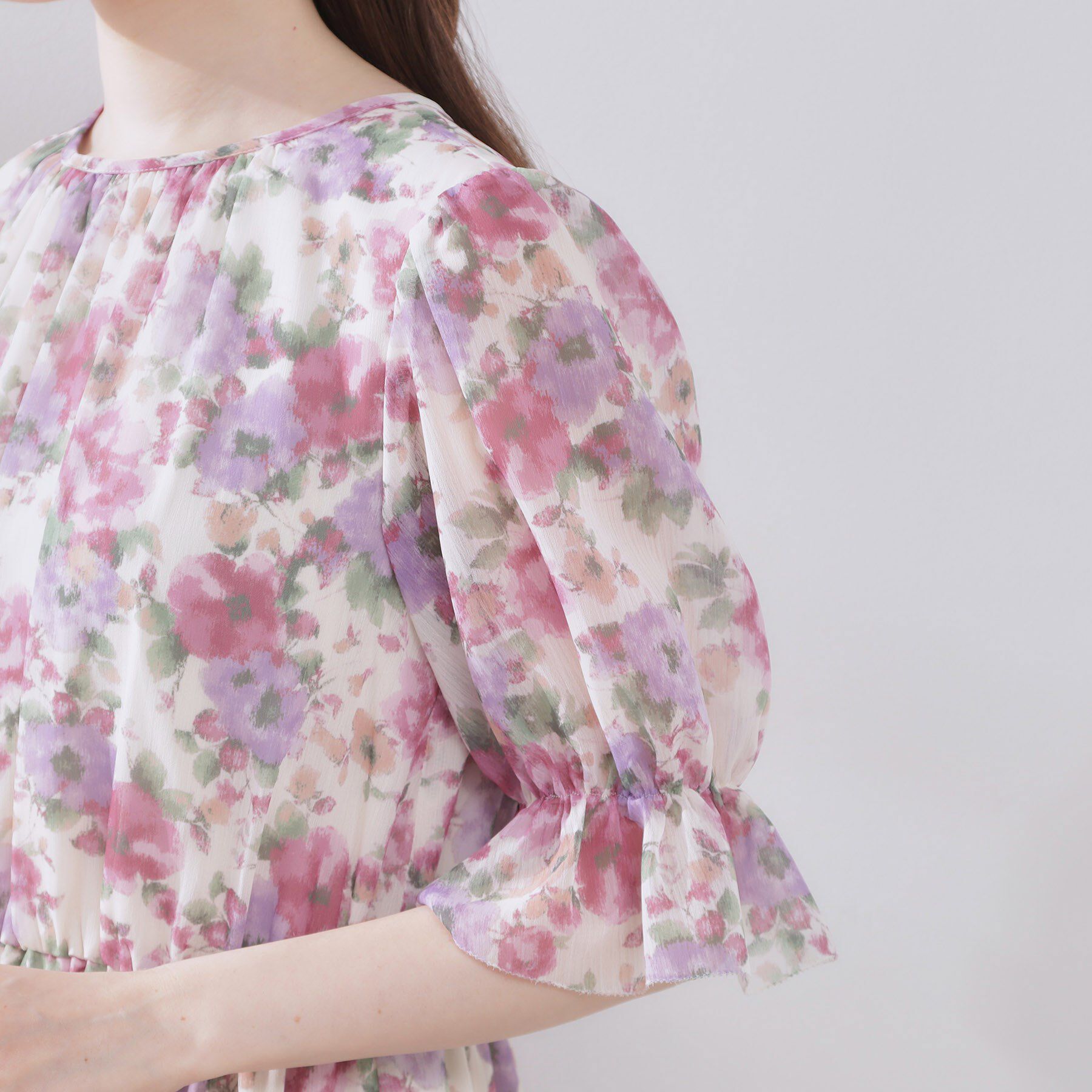 Couture broach「【一枚で着映える・大人可愛い】かすれプリント楊柳ワンピース」|ワンピース|