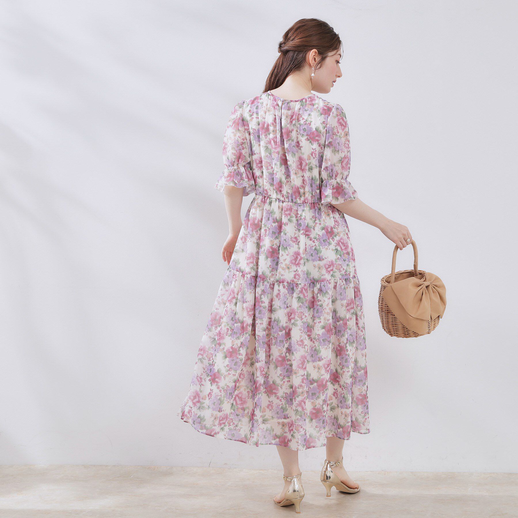 Couture broach「【一枚で着映える・大人可愛い】かすれプリント楊柳ワンピース」|ワンピース|