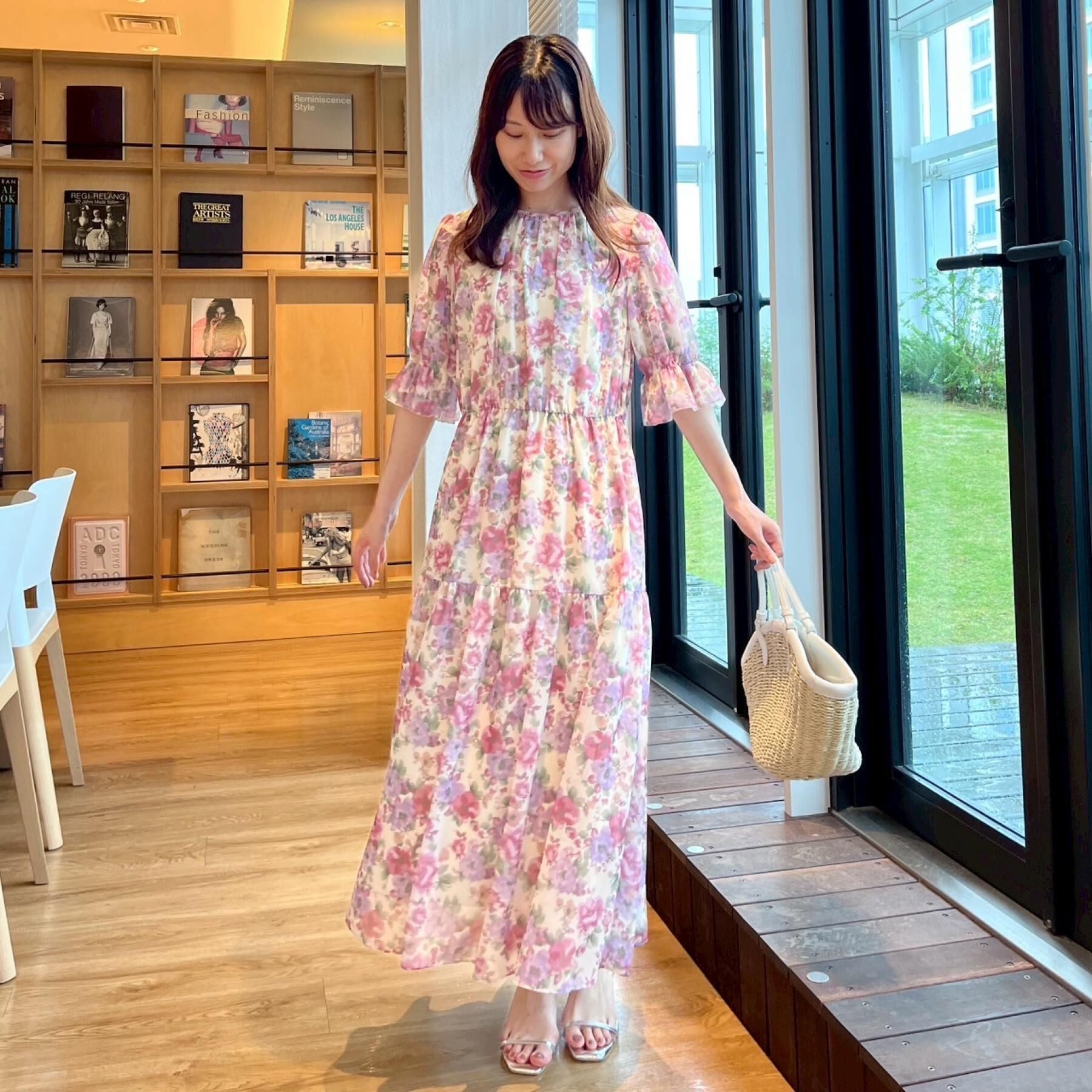 Couture broach「【一枚で着映える・大人可愛い】かすれプリント楊柳ワンピース」|ワンピース|