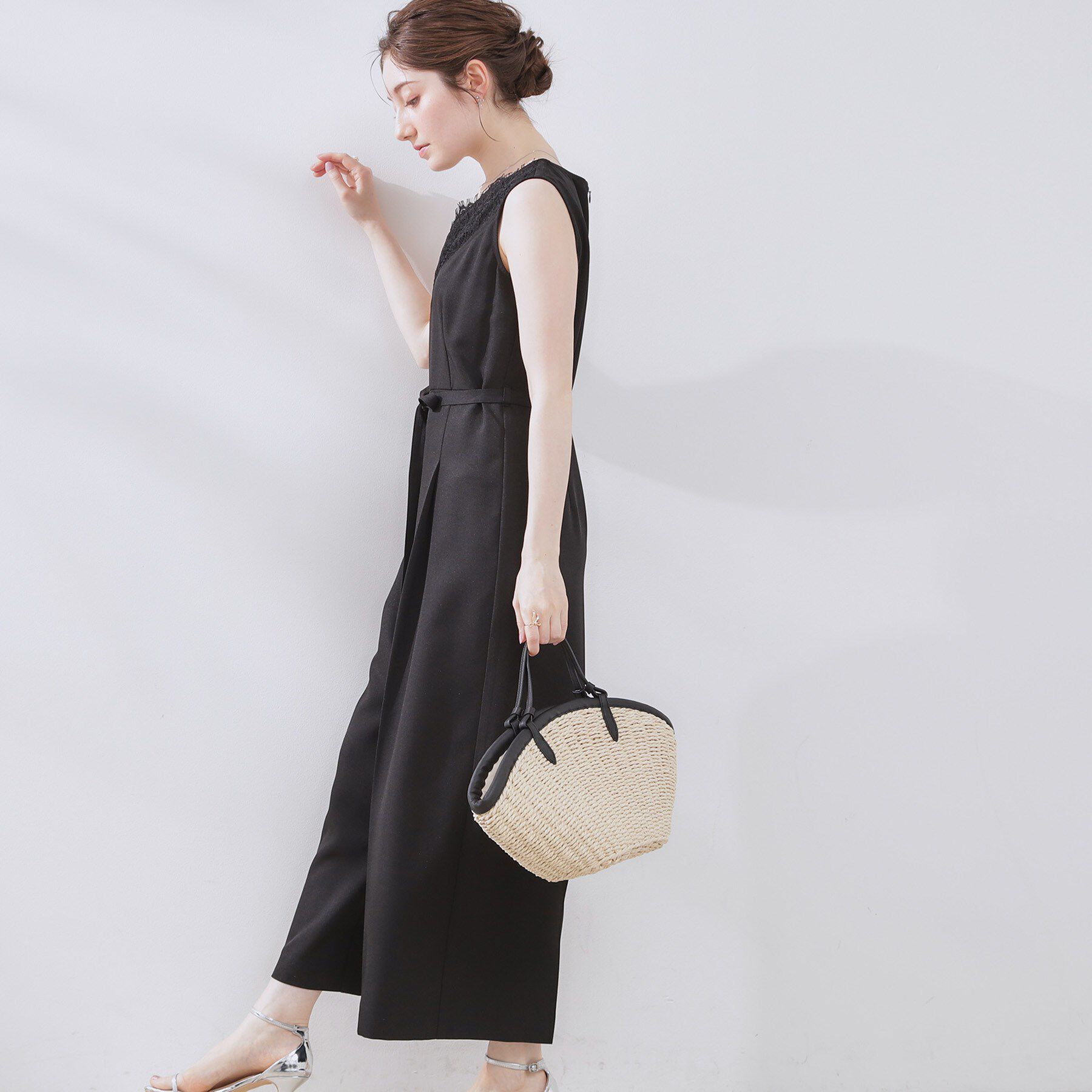 Couture broach「【一枚で着映える】レース切替デザインオールインワン」|オールインワン|