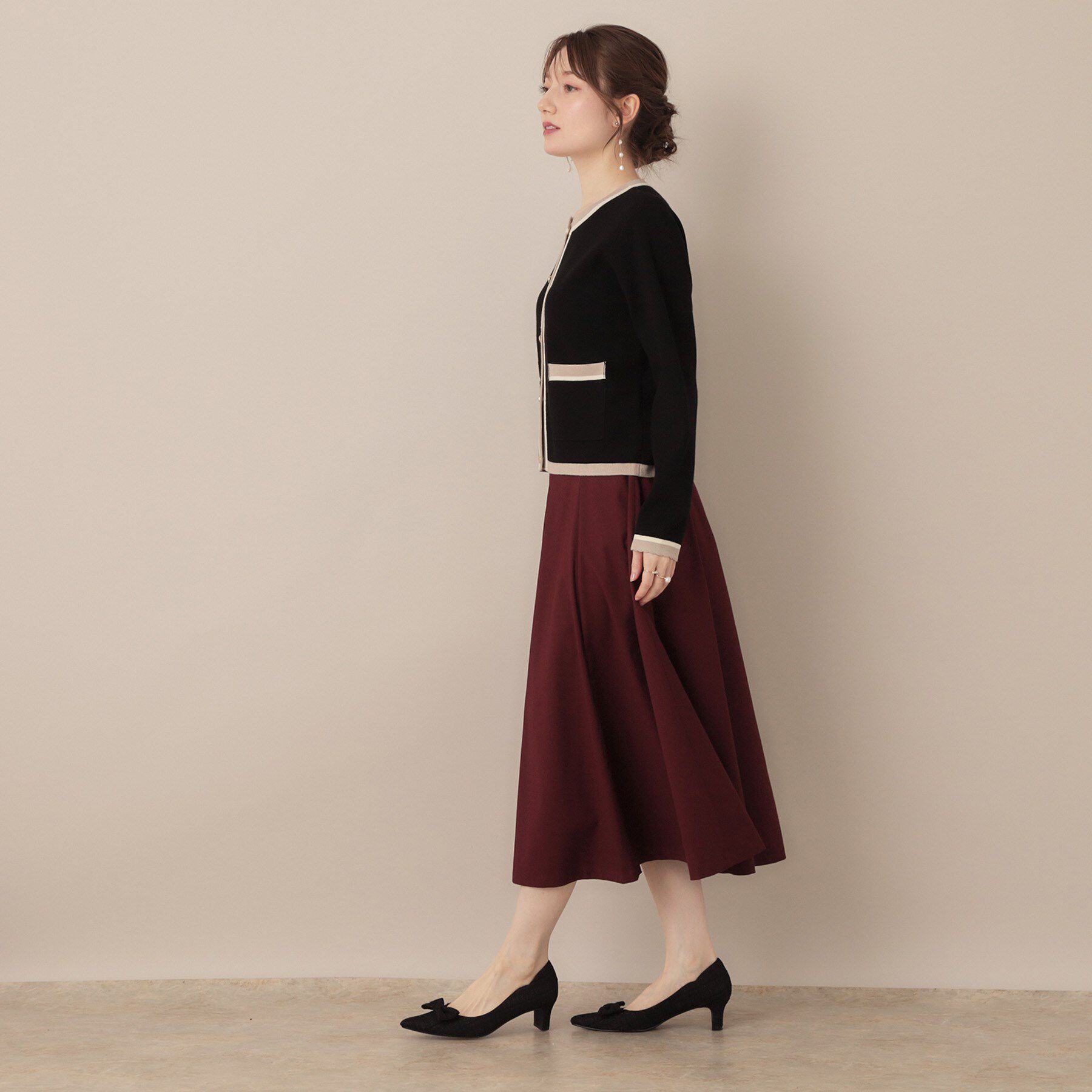 Couture broach「【高見え・通勤・大人可愛い】配色総針スカラカーディガン」|カーディガン|