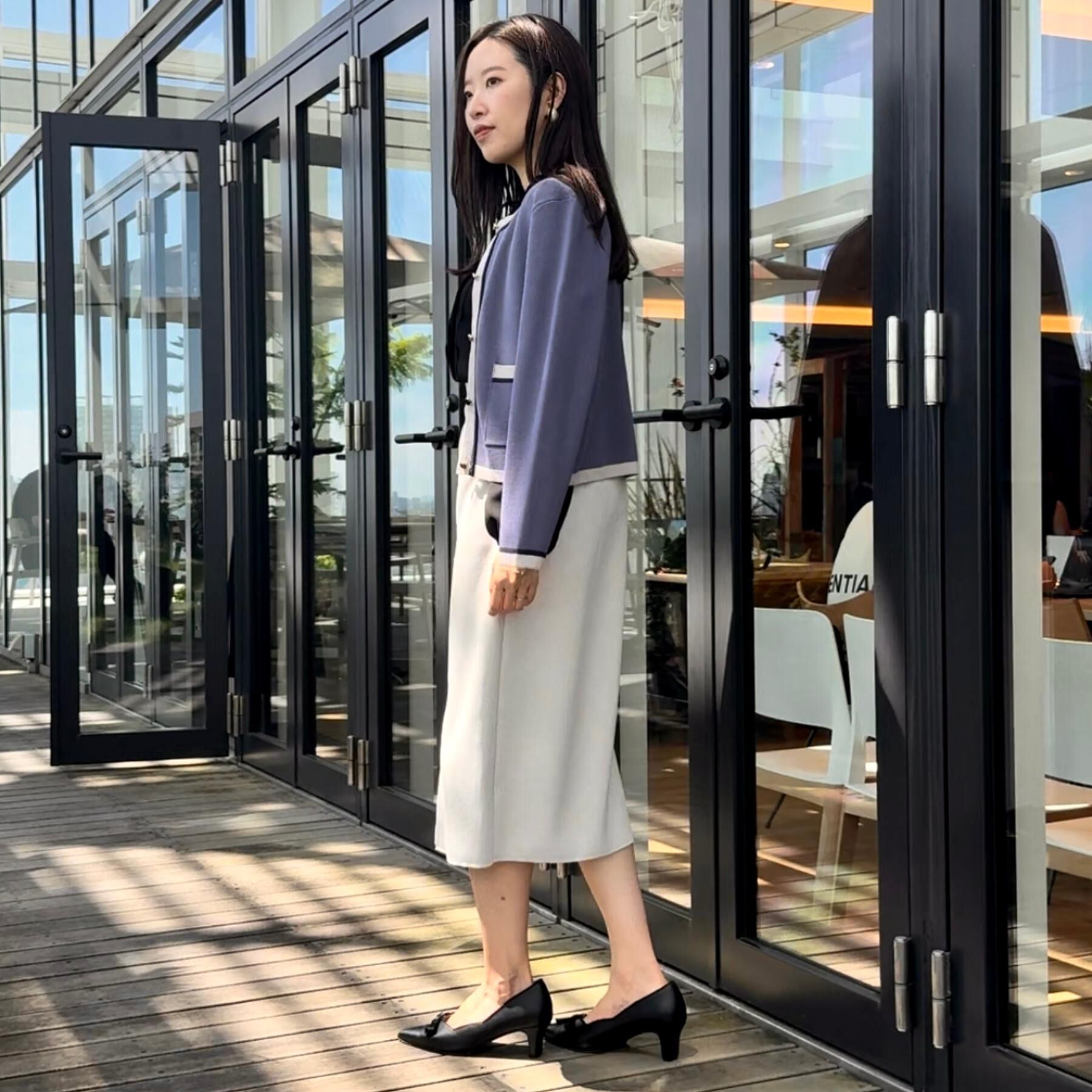 Couture broach「【高見え・通勤・大人可愛い】配色総針スカラカーディガン」|カーディガン|