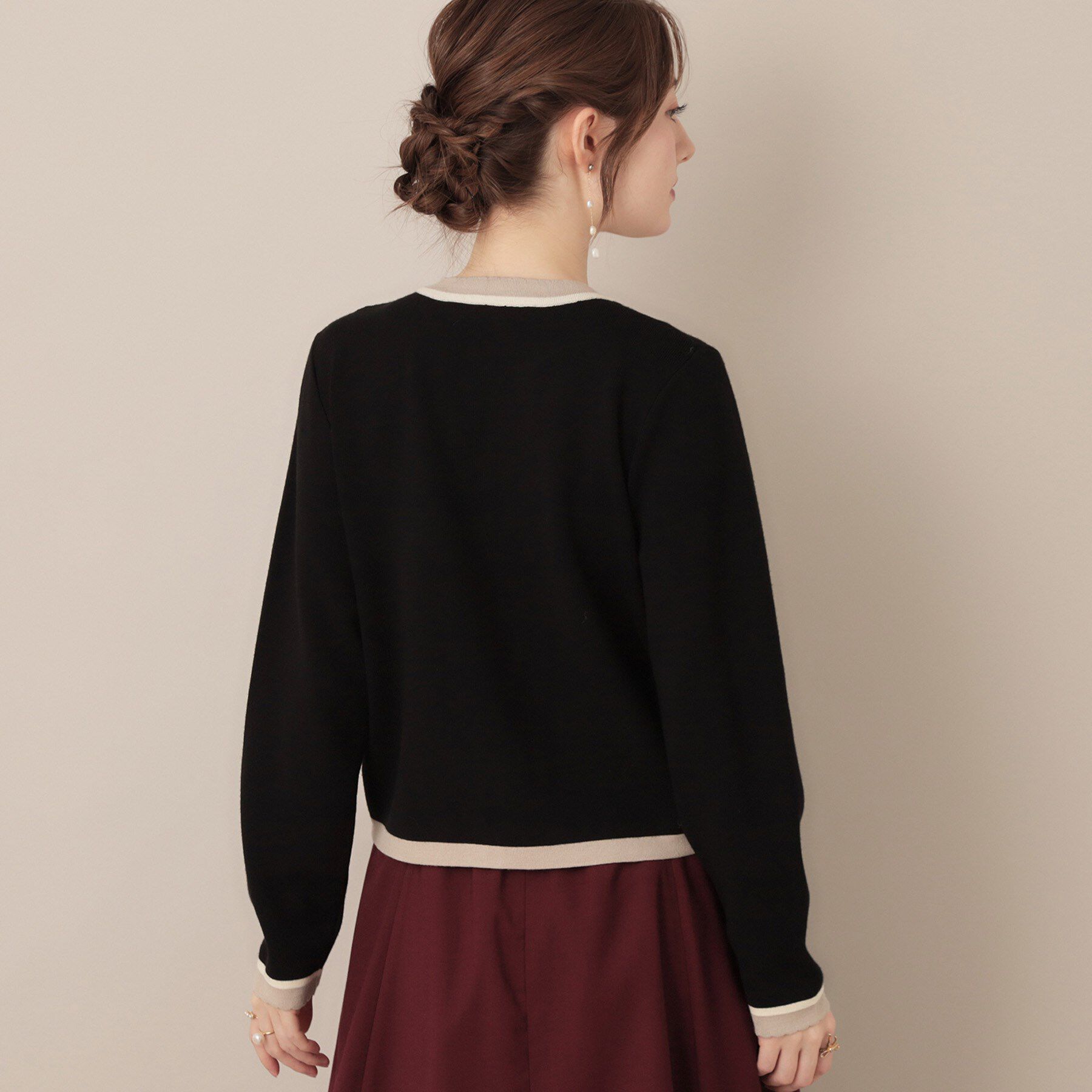 Couture broach「【高見え・通勤・大人可愛い】配色総針スカラカーディガン」|カーディガン|