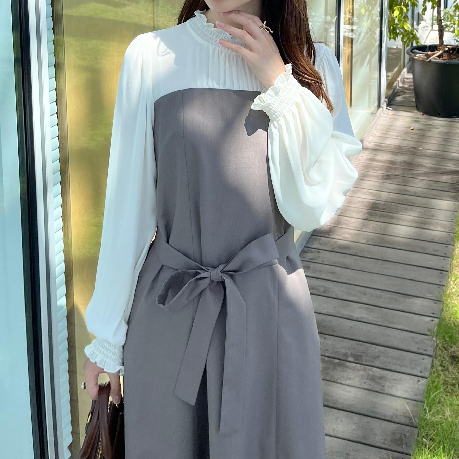 Couture broach「【レイヤード風・きれいめ・通勤】ドッキングベアワンピース」|ワンピース|