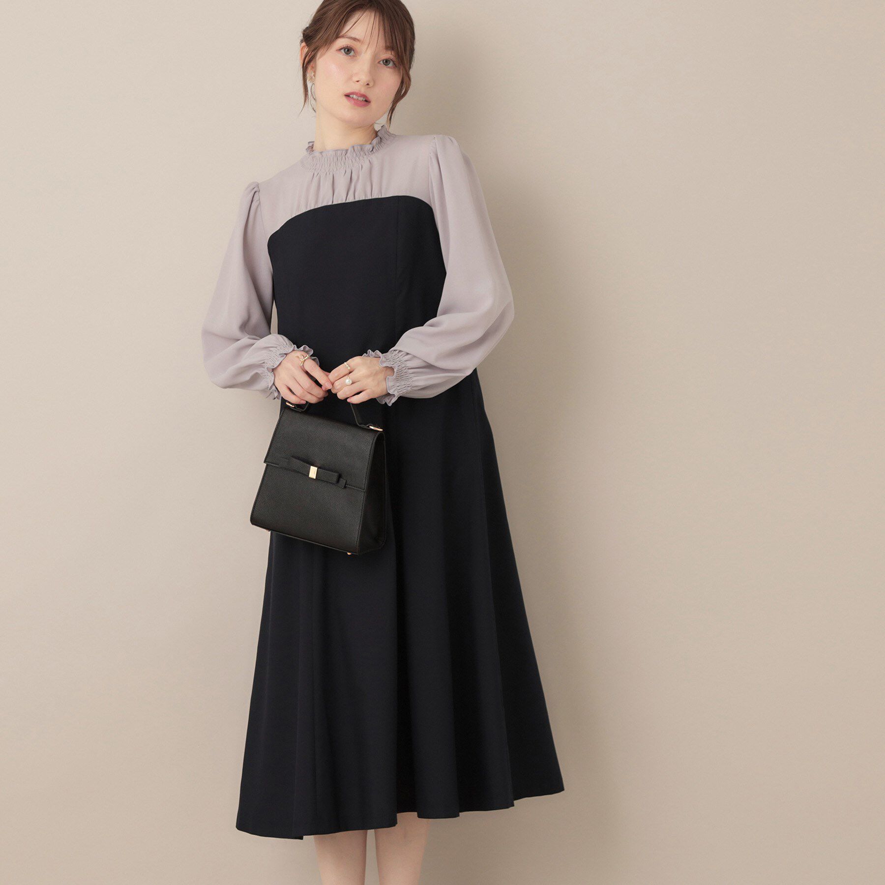 Couture broach「【レイヤード風・きれいめ・通勤】ドッキングベアワンピース」|ワンピース|