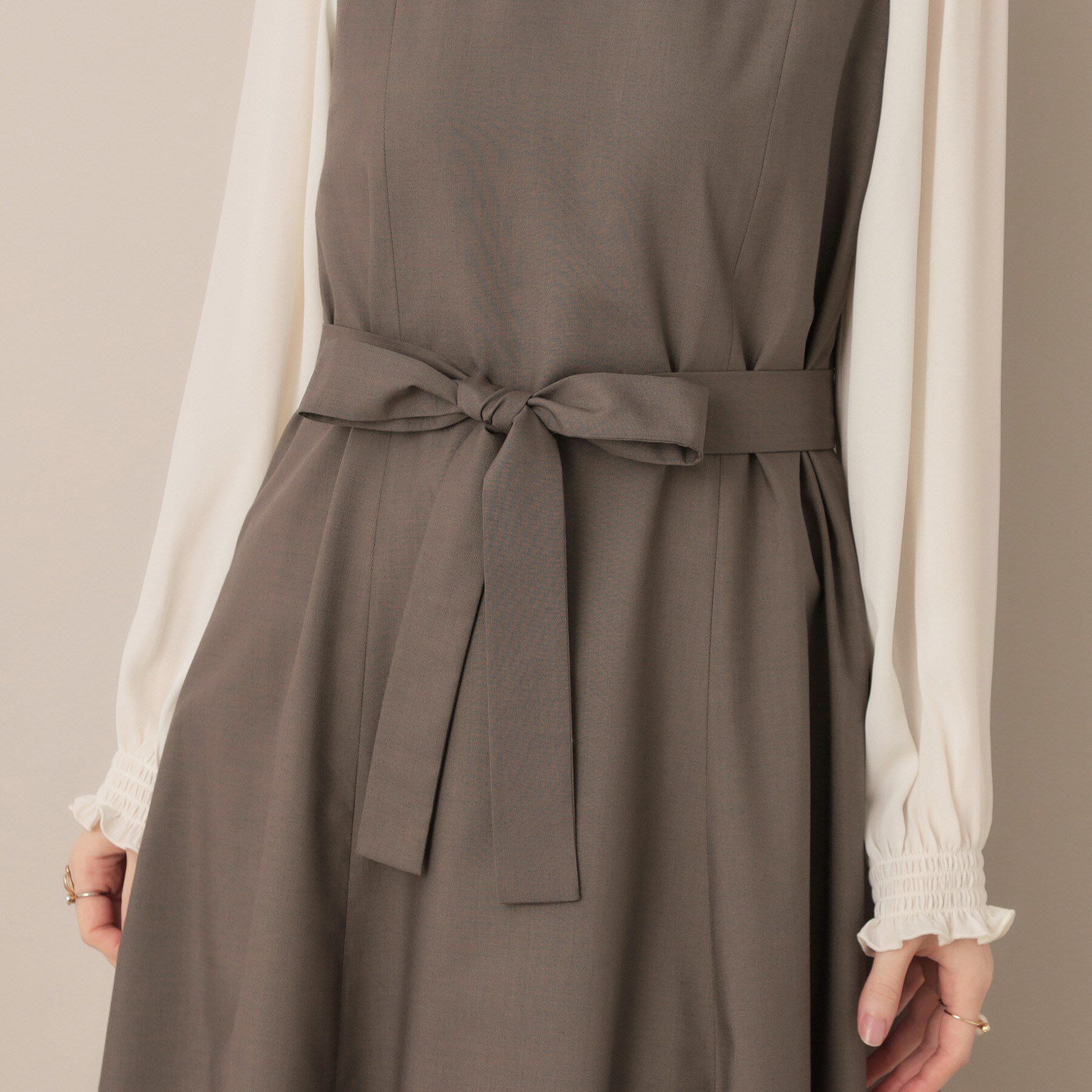 Couture broach「【レイヤード風・きれいめ・通勤】ドッキングベアワンピース」|ワンピース|