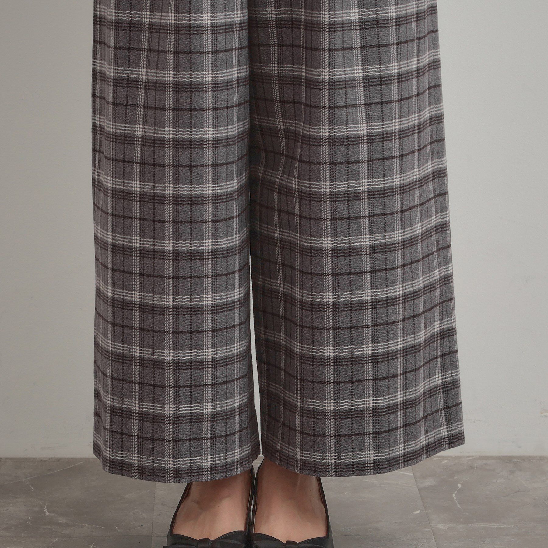 Couture broach「【大人可愛い】起毛先染めチェック柄 スカラウエスト ワイドパンツ」|その他|