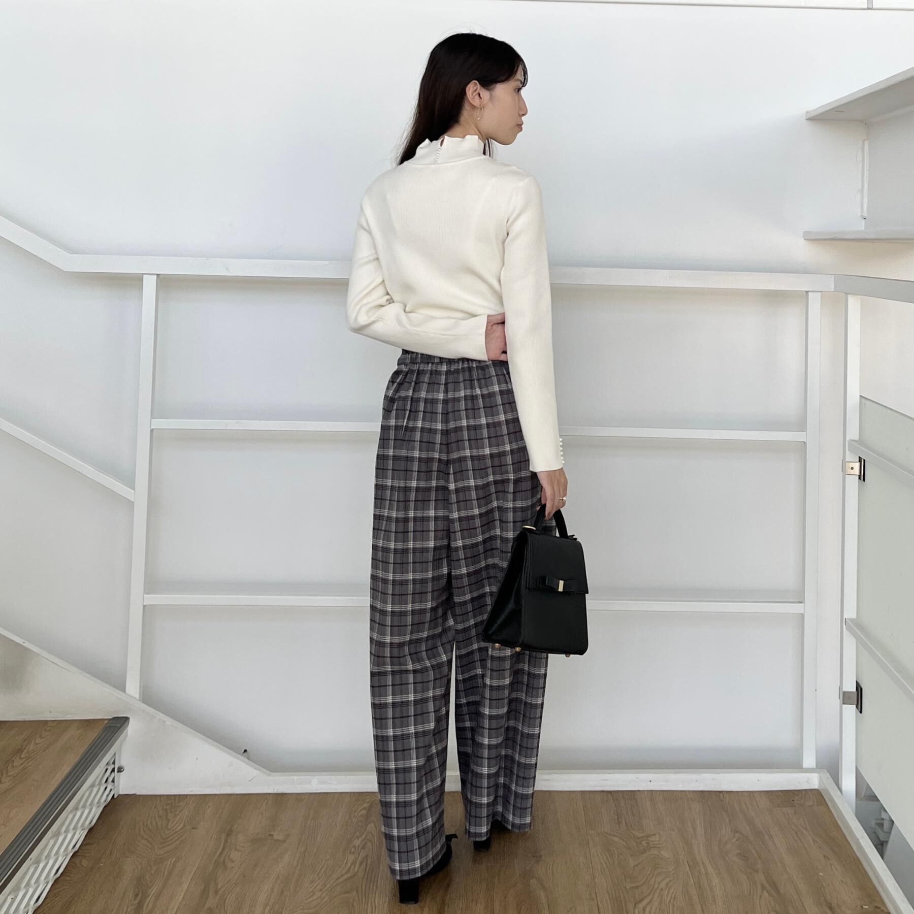 Couture broach「【大人可愛い】起毛先染めチェック柄 スカラウエスト ワイドパンツ」|その他|