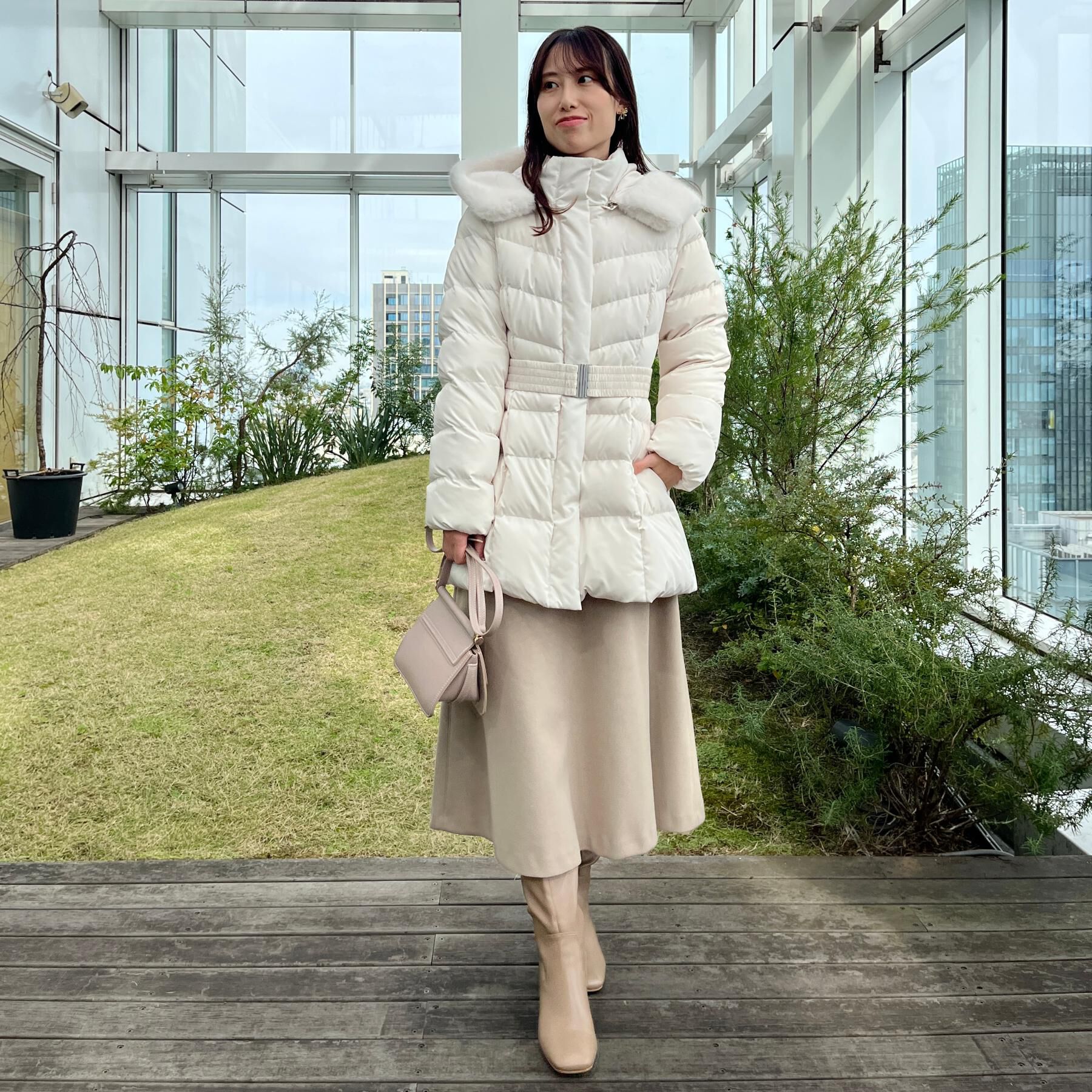 Couture broach「【通勤/金ボタン】フェイクウール ポンチスカート」|スカート|