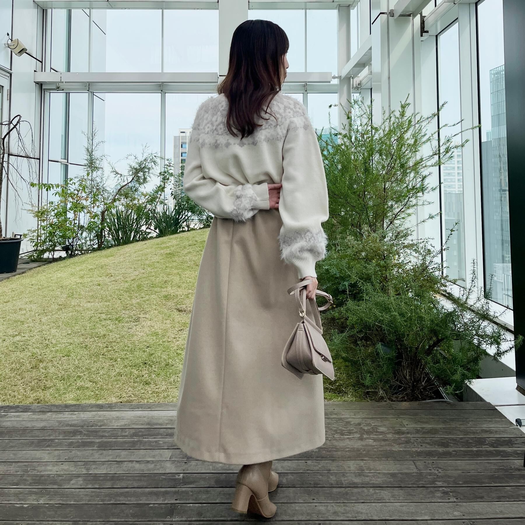 Couture broach「【通勤/金ボタン】フェイクウール ポンチスカート」|スカート|