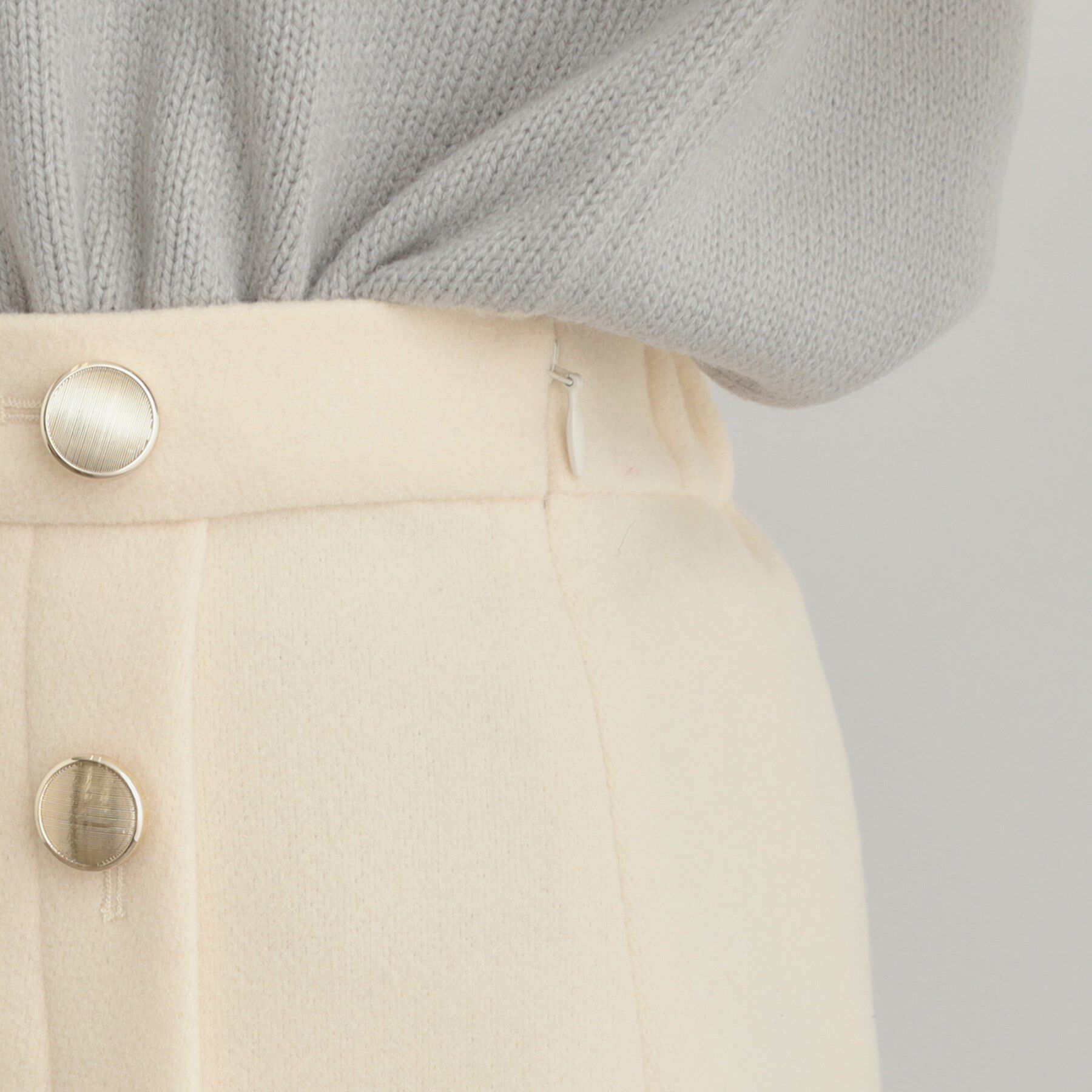 Couture broach「【通勤/金ボタン】フェイクウール ポンチスカート」|スカート|