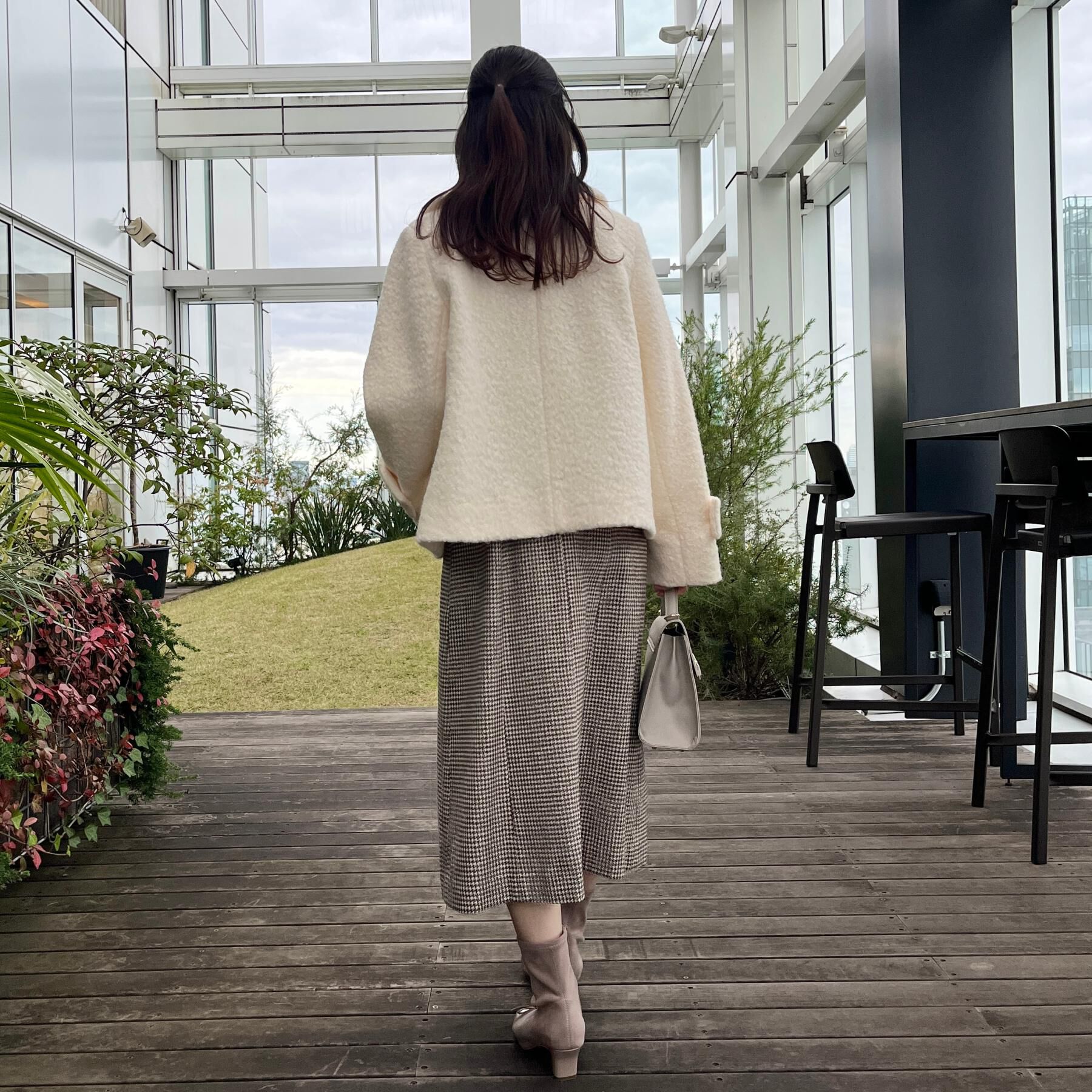 Couture broach「【S-LL/無地・チェック柄】プードルボア ショートコート」|ピーコート|