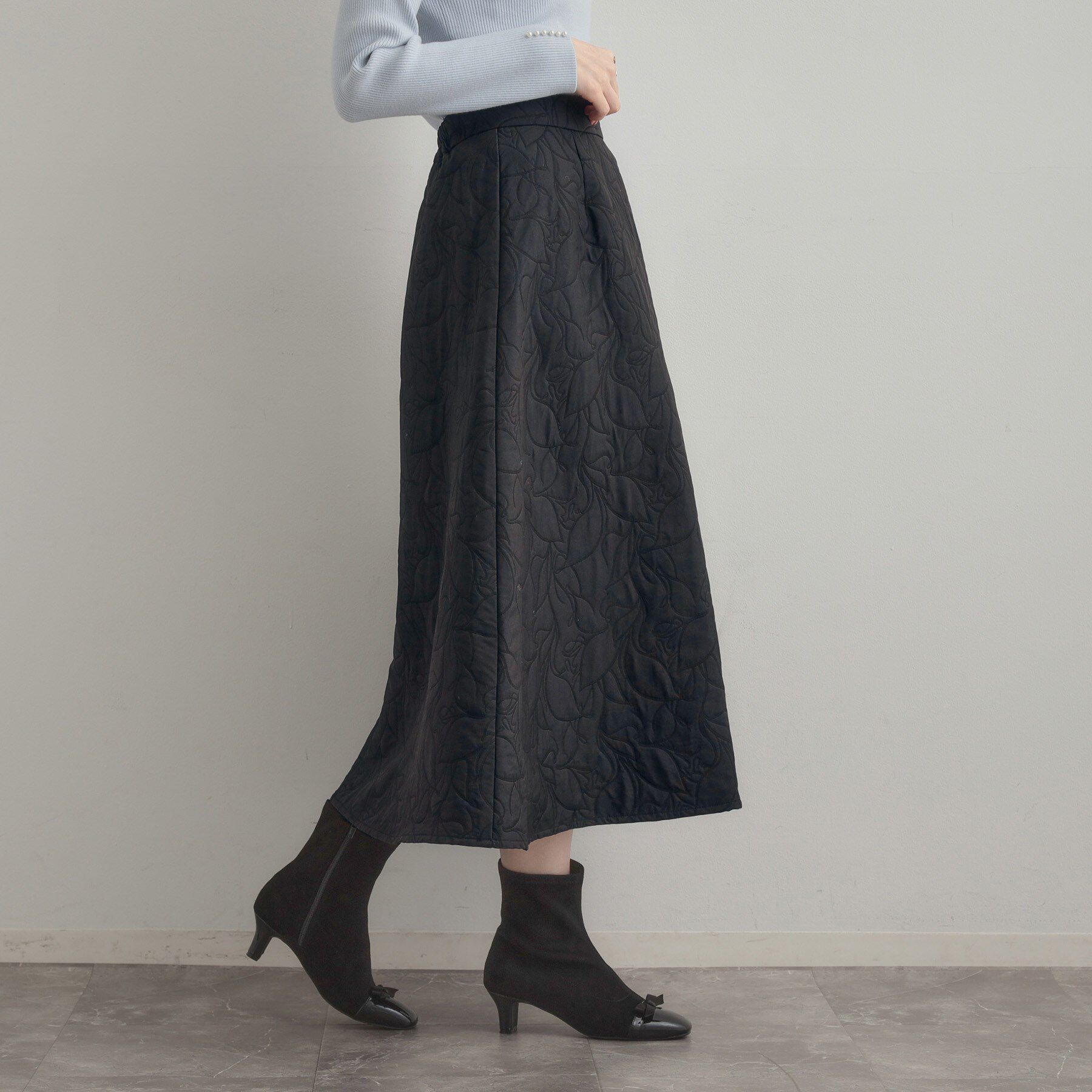 Couture broach「【洗える】リーフジャカード フレアスカート」|スカート|