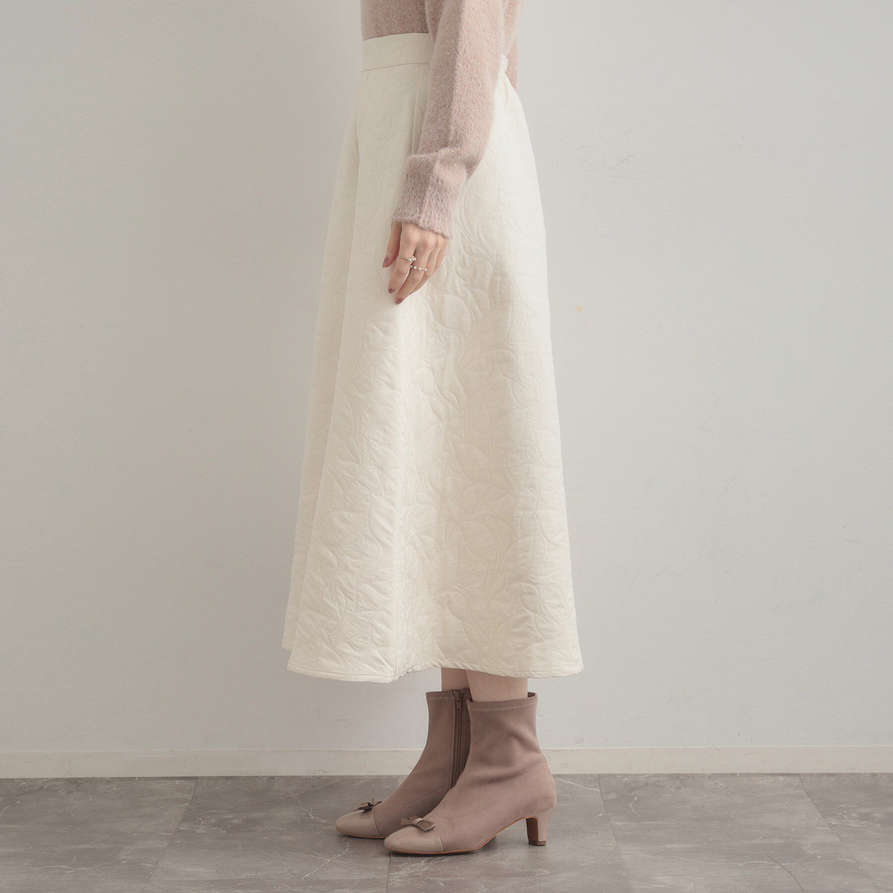 Couture broach「【洗える】リーフジャカード フレアスカート」|スカート|