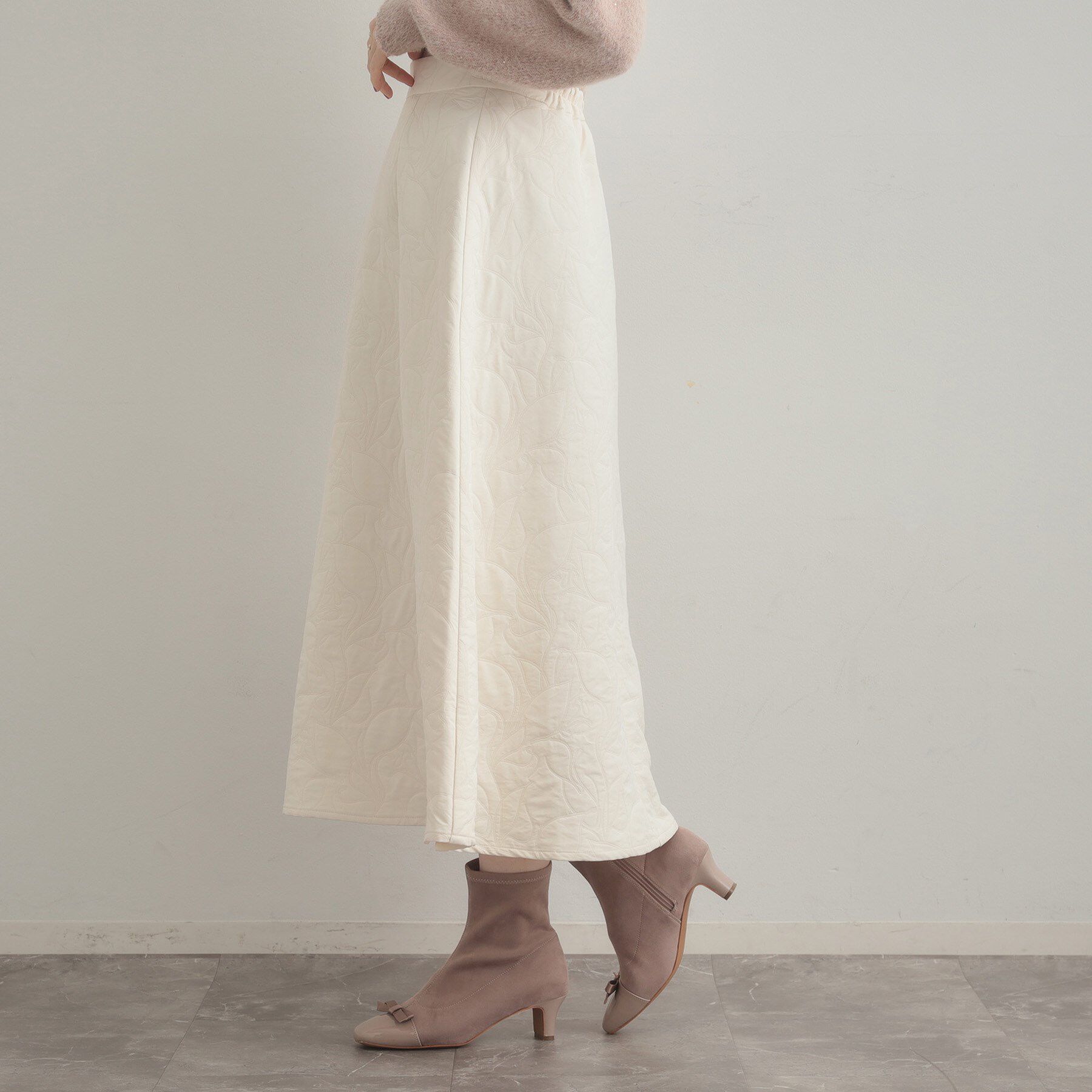 Couture broach「【洗える】リーフジャカード フレアスカート」|スカート|