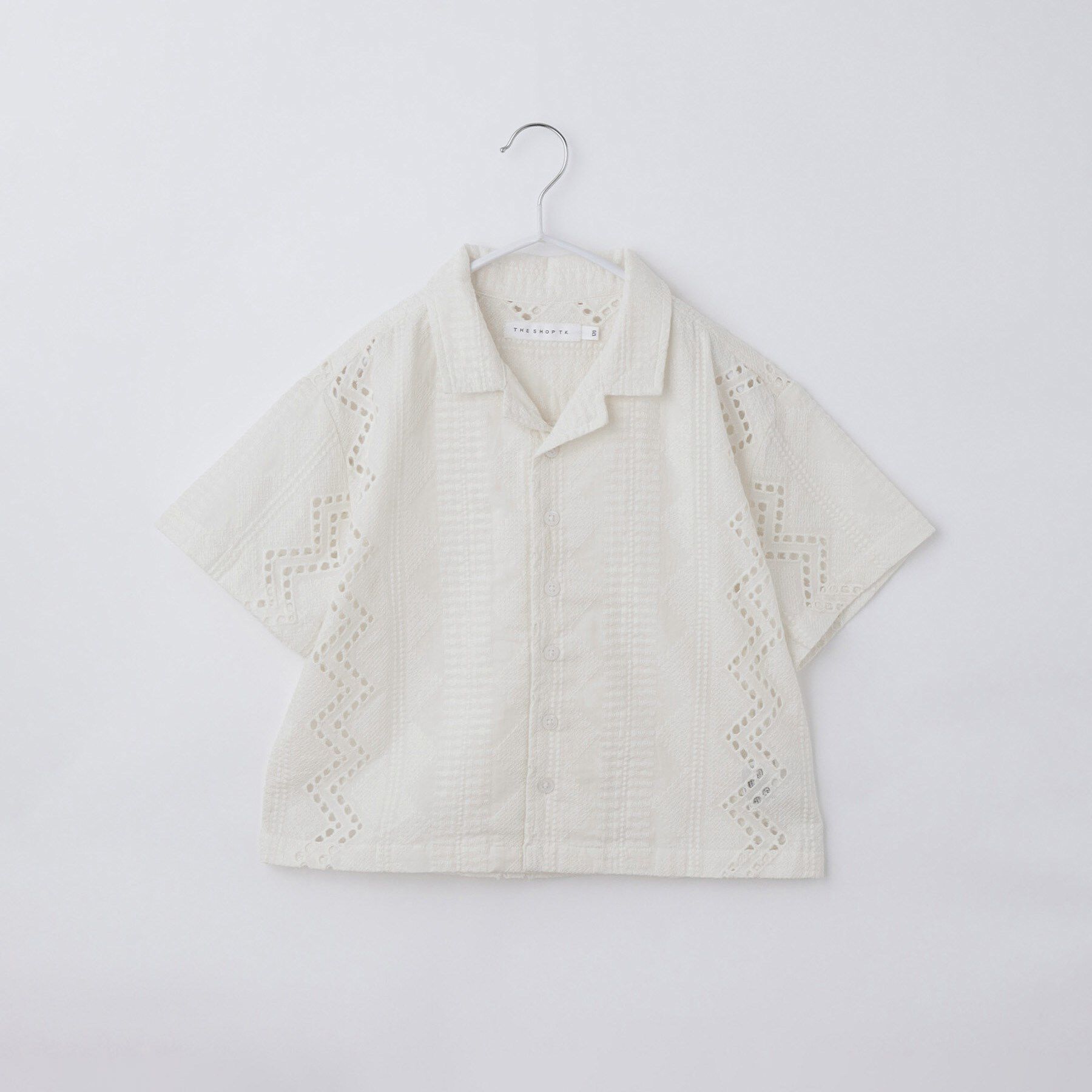 THE SHOP TK「【120-150】刺繍オープンカラーシャツSS」|シャツ・ブラウス|オフホワイト(003