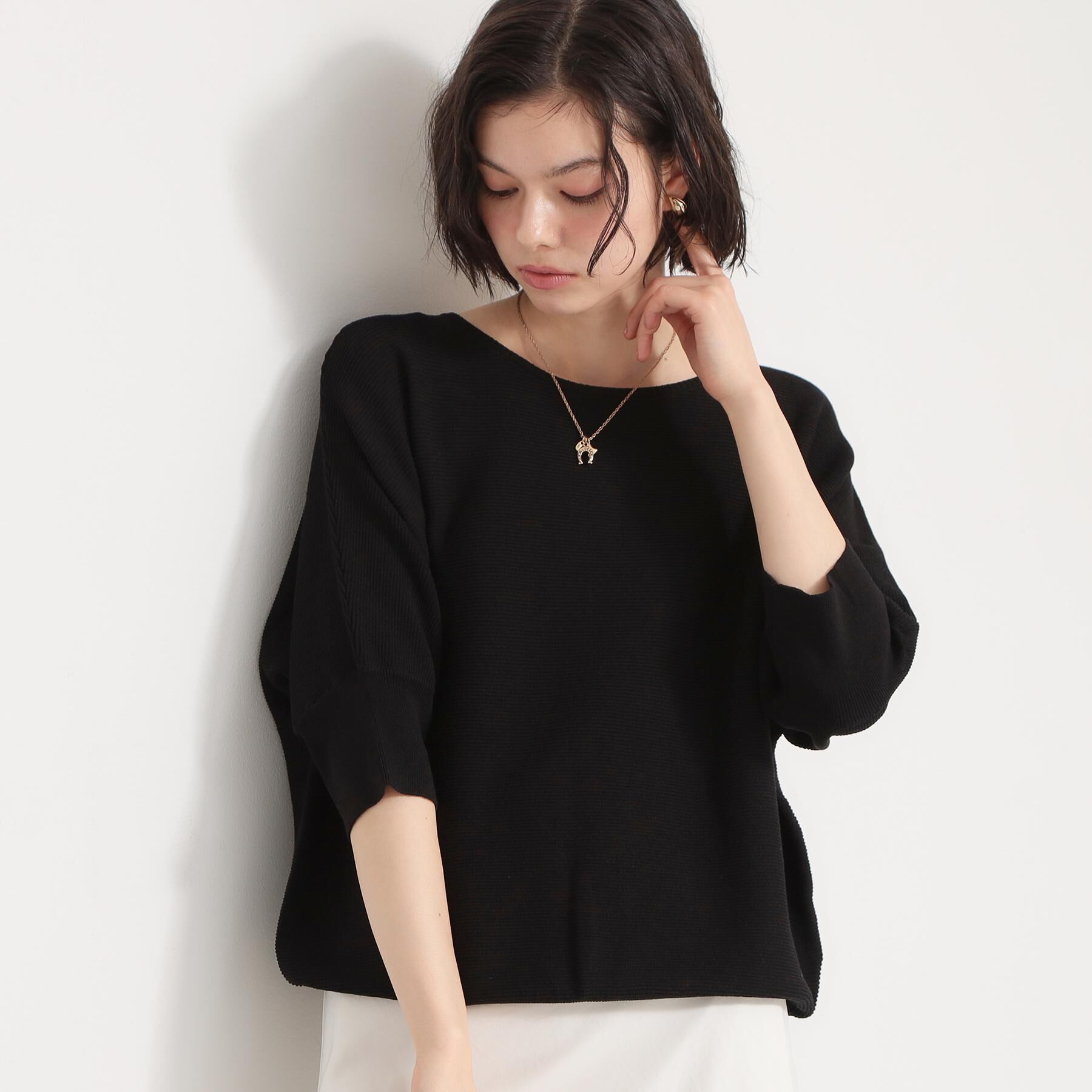 THE SHOP TK「6分袖ガータードルマンニット【エコベロ/洗濯機OK】」|ニット・セーター|