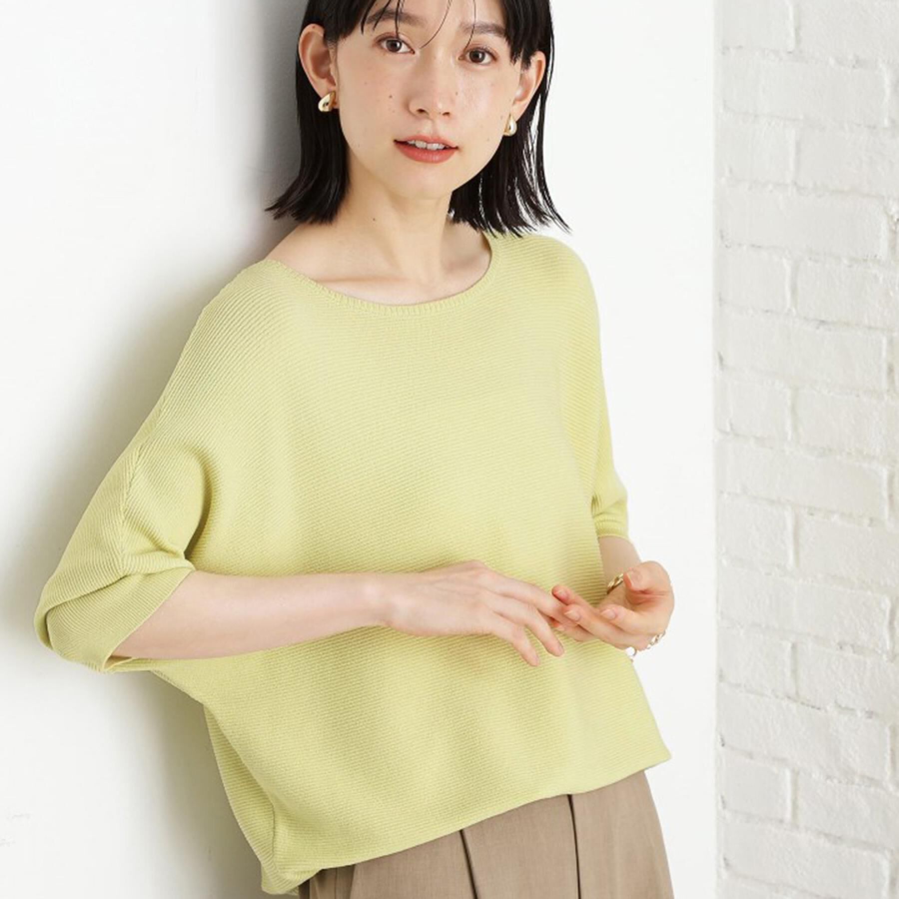 THE SHOP TK「6分袖ガータードルマンニット【エコベロ/洗濯機OK】」|ニット・セーター|