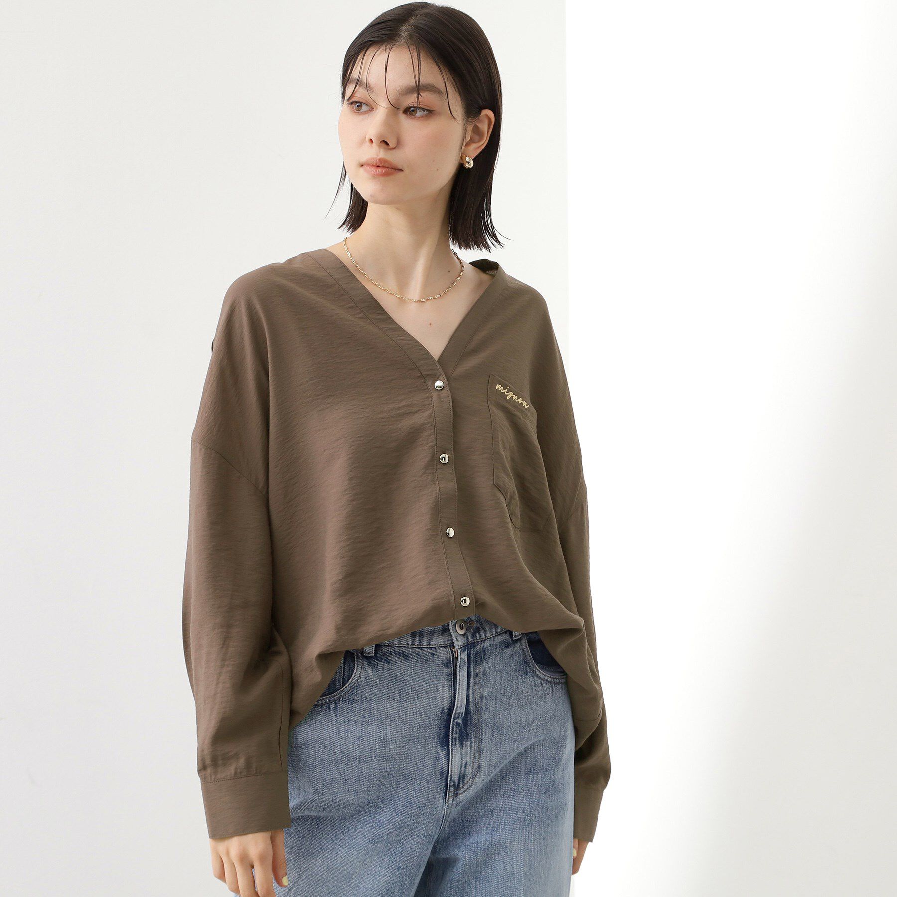 THE SHOP TK「刺繍ポケットオーバーシャツ【体型カバー/洗濯機OK】」|シャツ・ブラウス|