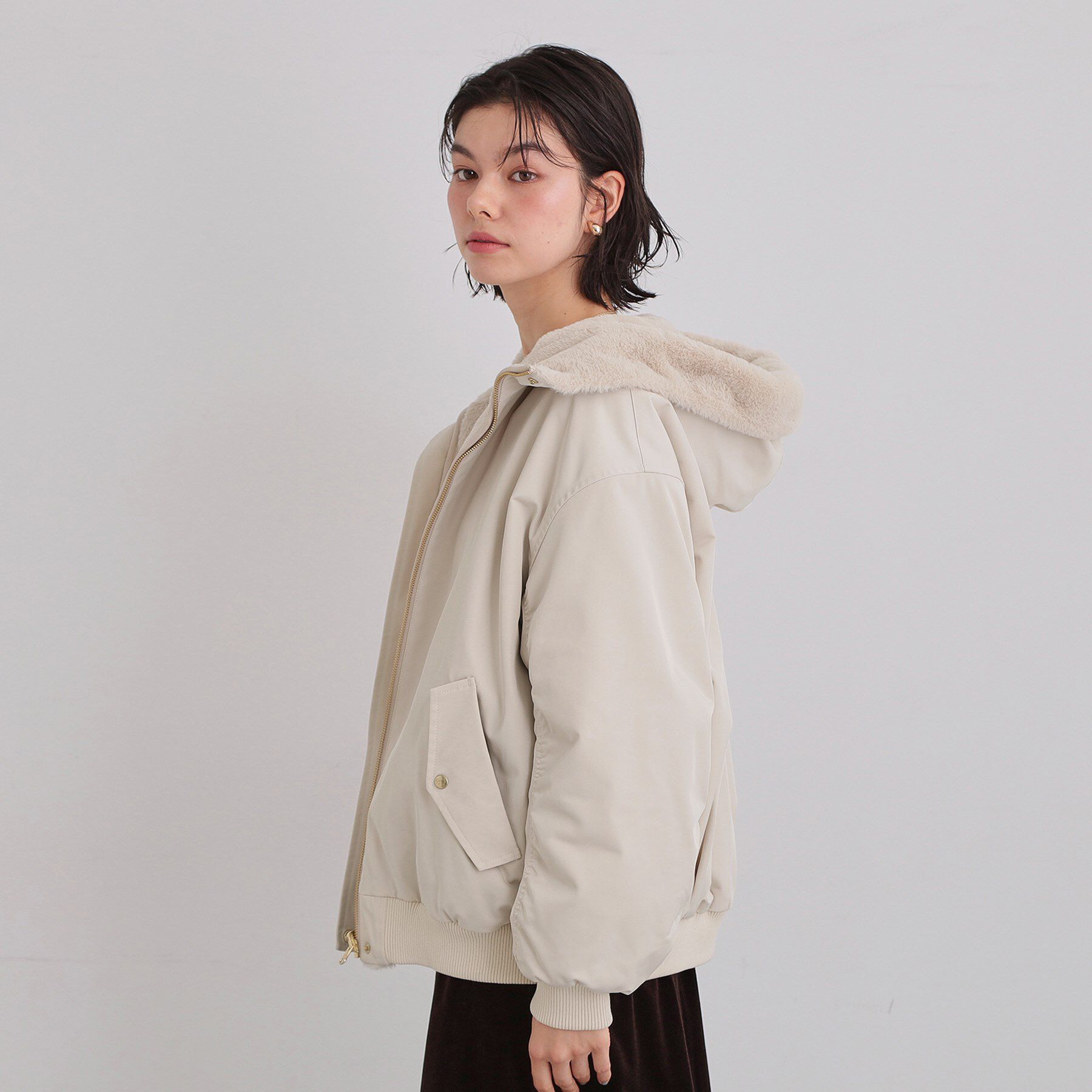 THE SHOP TK「【2WAY/洗える】リバーシブル フェイクファーブルゾン」|ブルゾン・スタジャン|