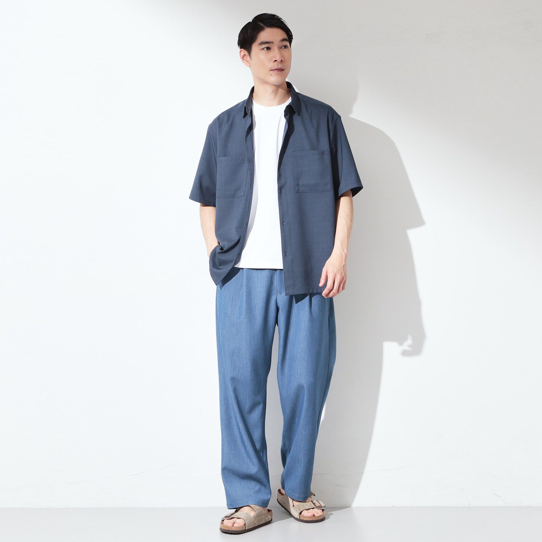 THE SHOP TK「デニムライク セミワイドイージーパンツ 【ベルト要らず／洗濯機OK】」|その他|