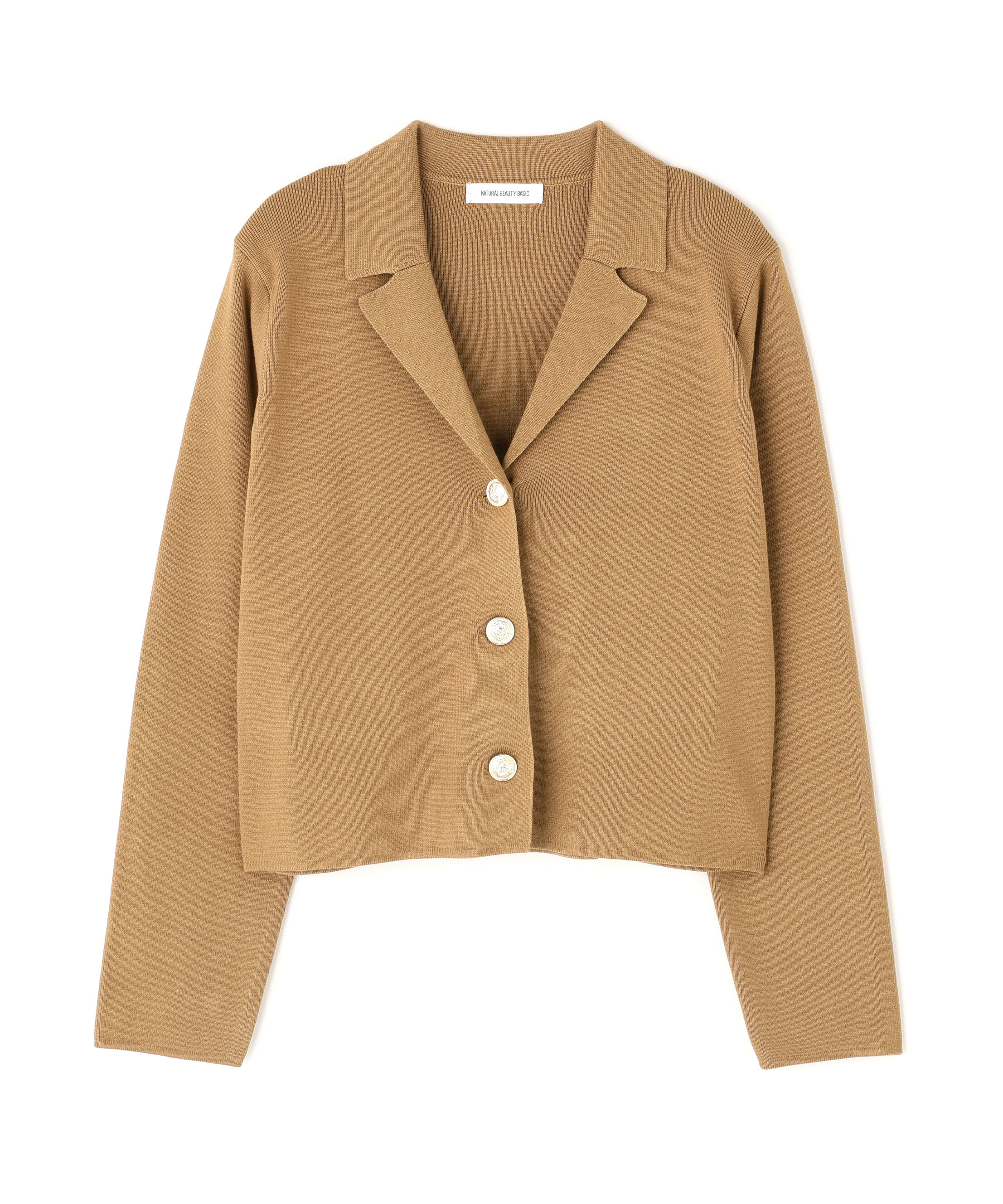  「襟付きメタルボタンニットジャケット」|ニット・セーター|