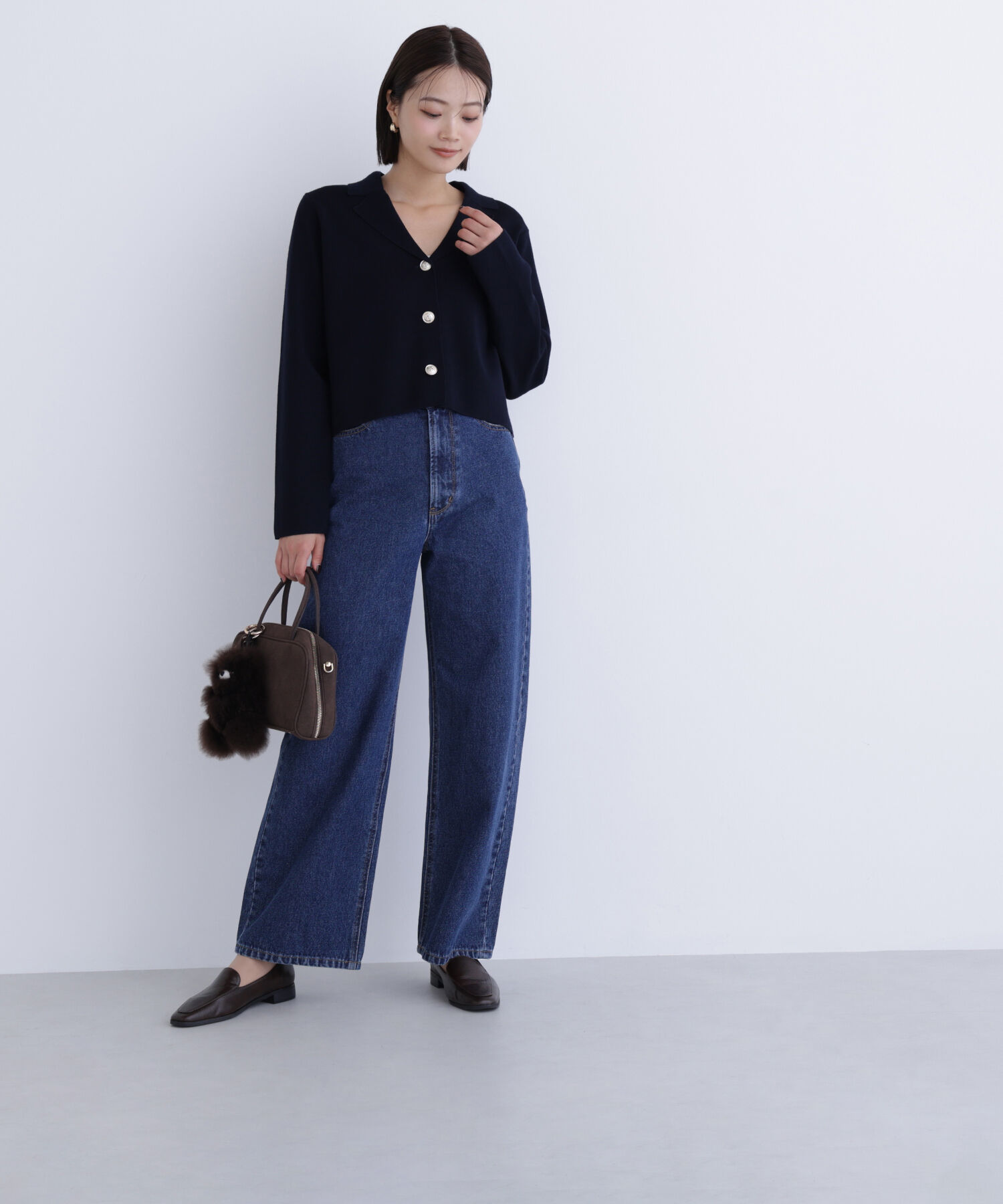  「襟付きメタルボタンニットジャケット」|ニット・セーター|