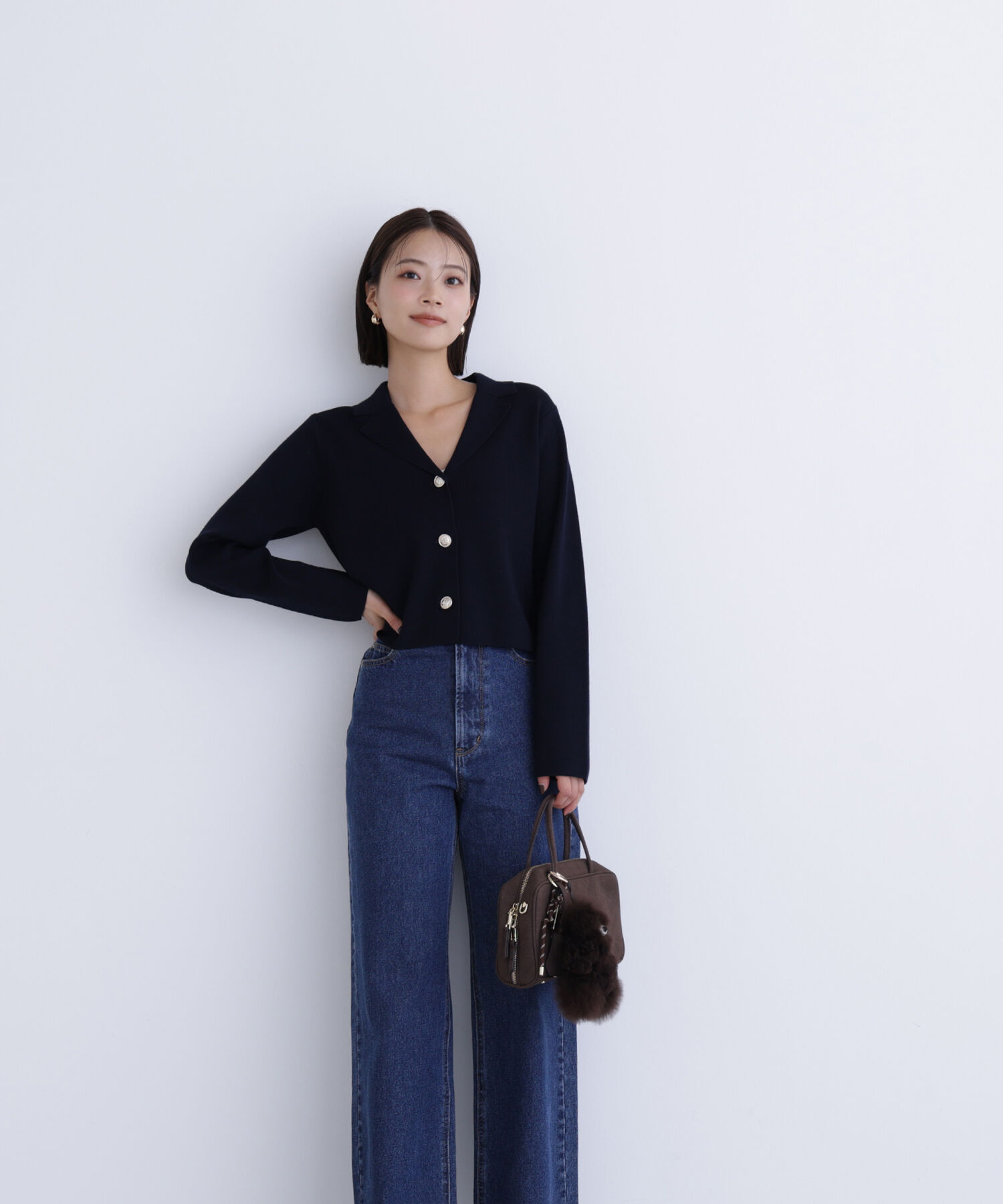  「襟付きメタルボタンニットジャケット」|ニット・セーター|