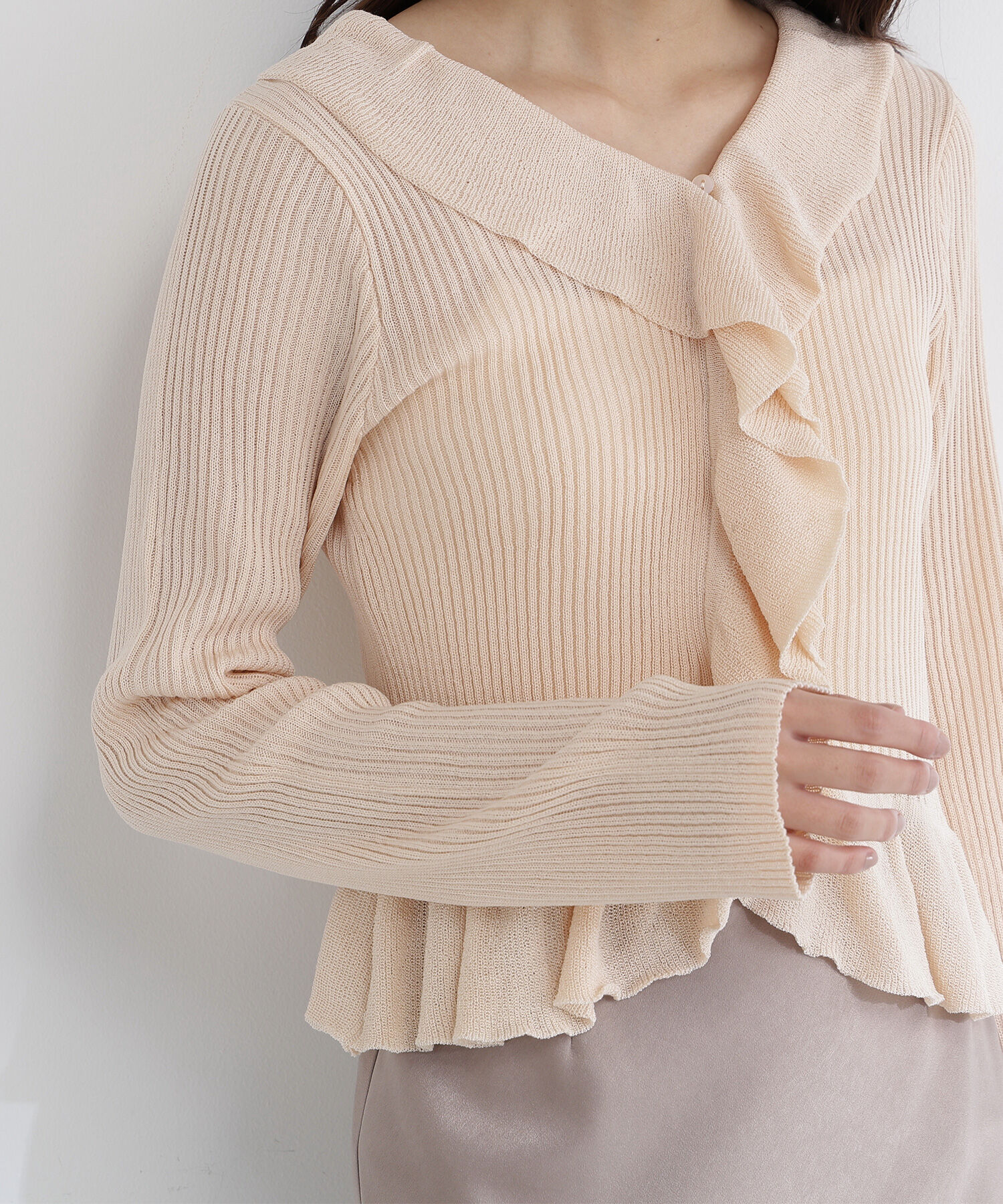  「フリルトリムカーディガン」|ニット・セーター|
