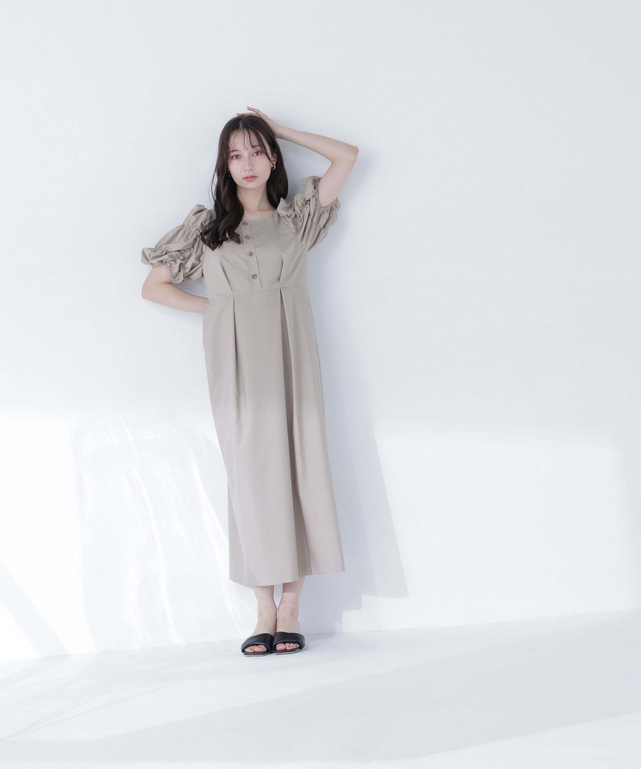  「パフィースリーブナローワンピース」|ワンピース|