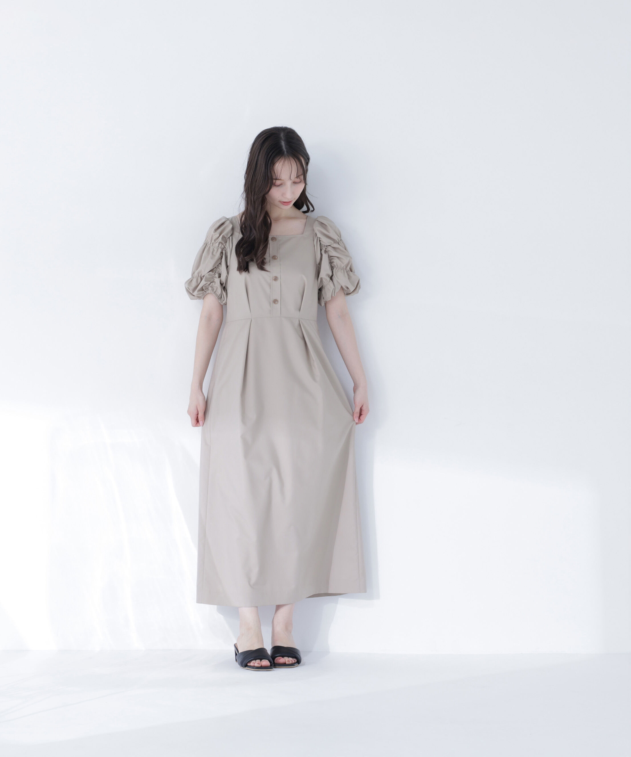  「パフィースリーブナローワンピース」|ワンピース|