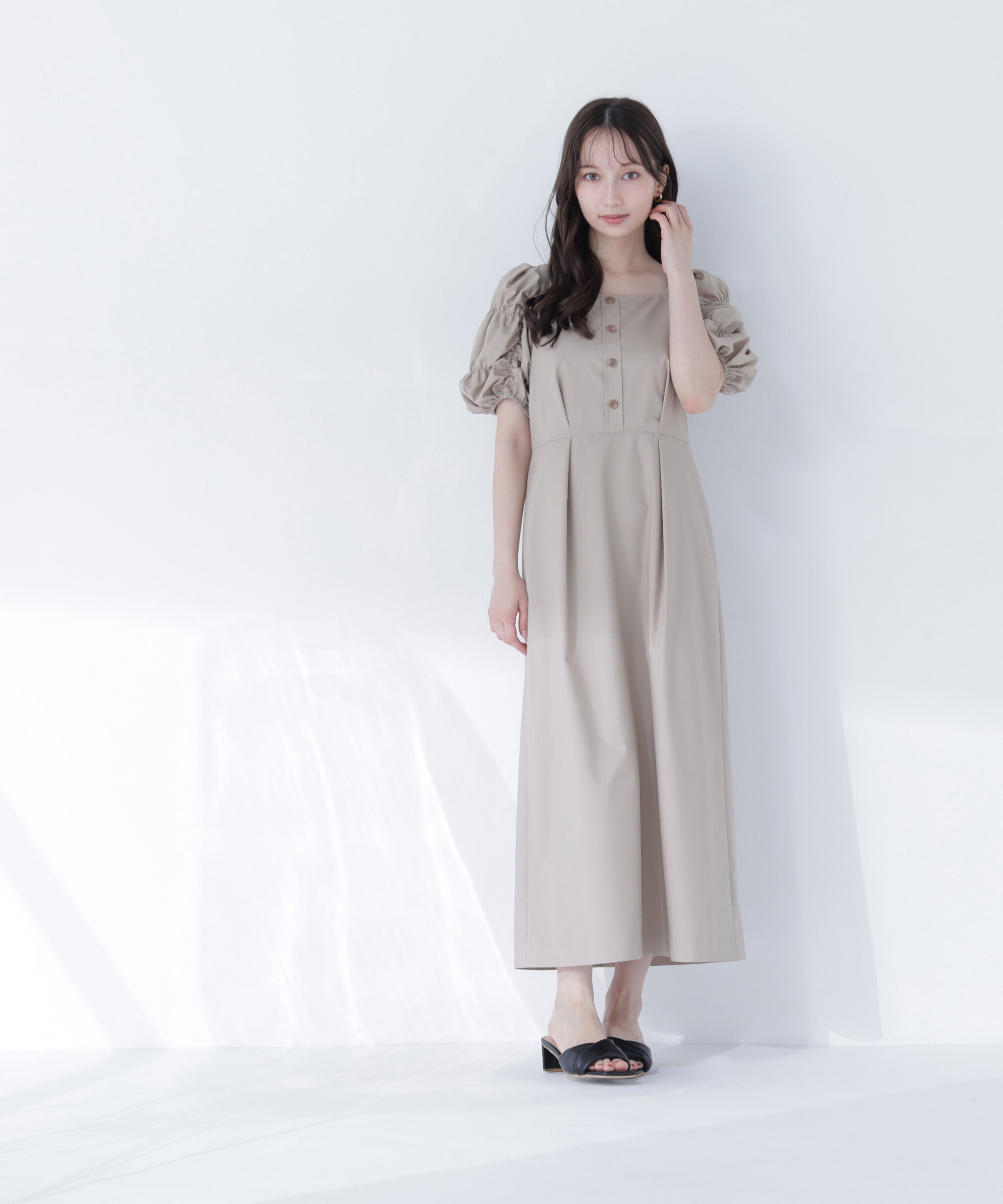  「パフィースリーブナローワンピース」|ワンピース|