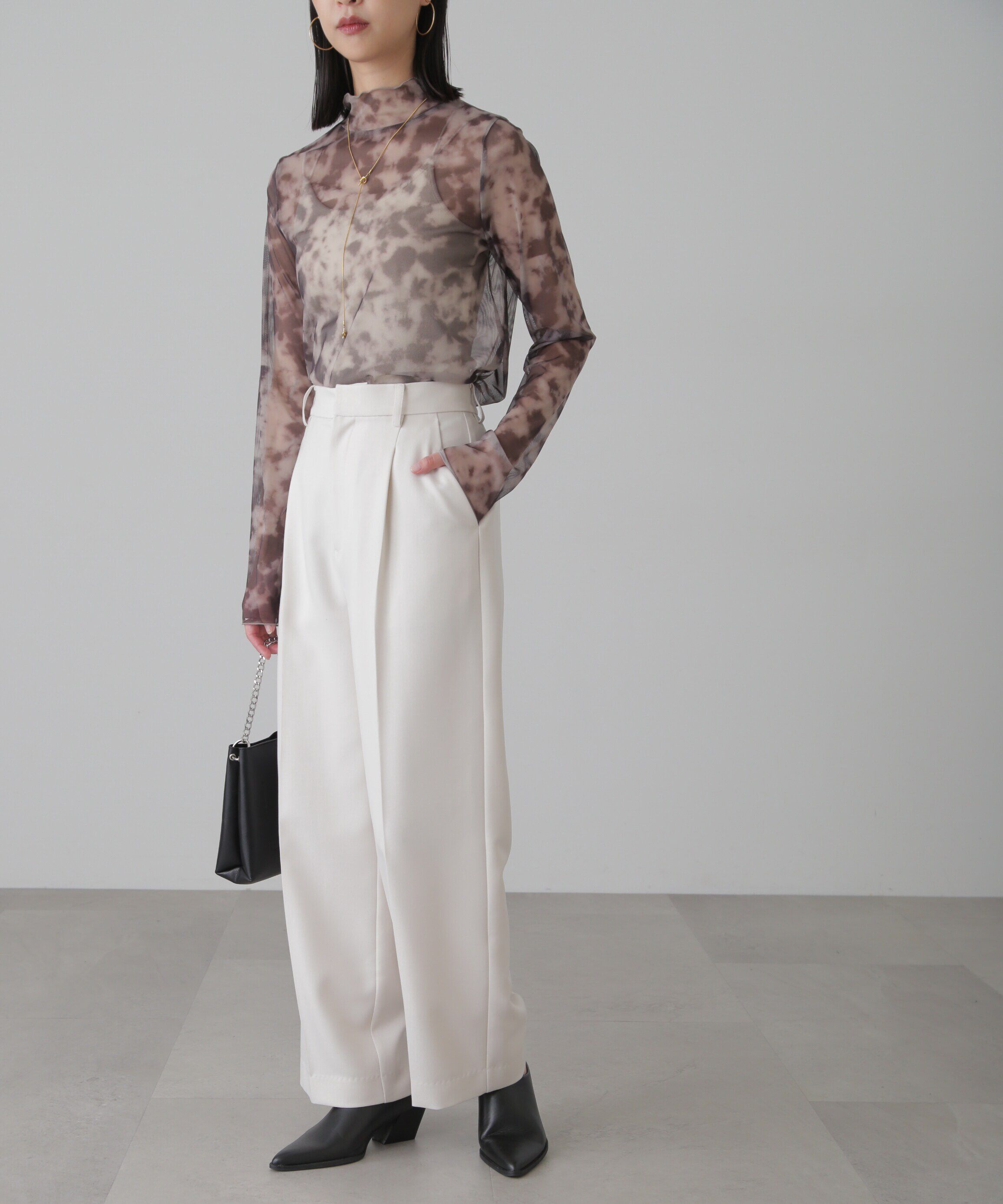  「ニュアンス柄シアーハイネックカットソー」|Tシャツ・カットソー|