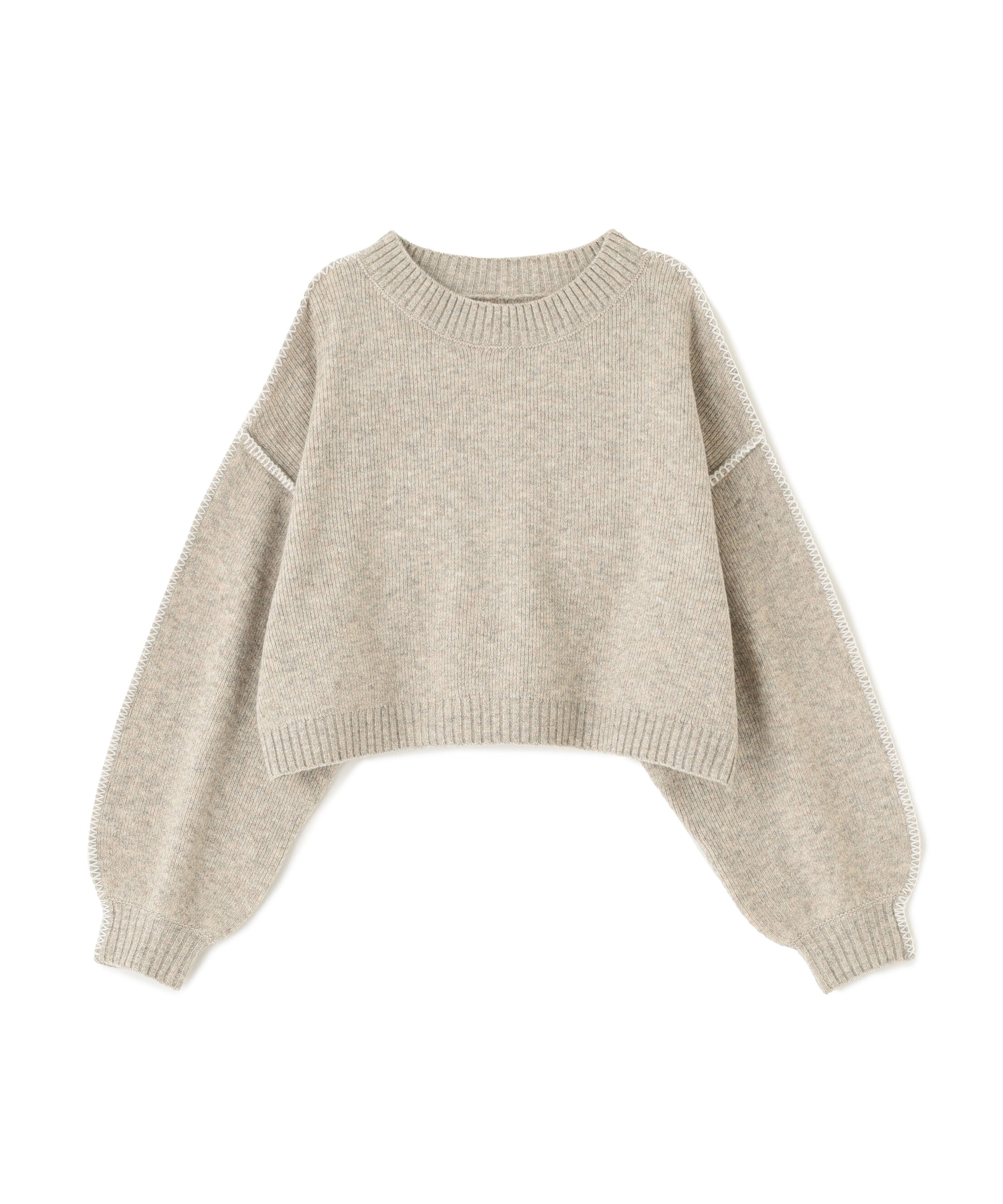  「杢ストレッチ総針配色ステッチニット」|ニット・セーター|