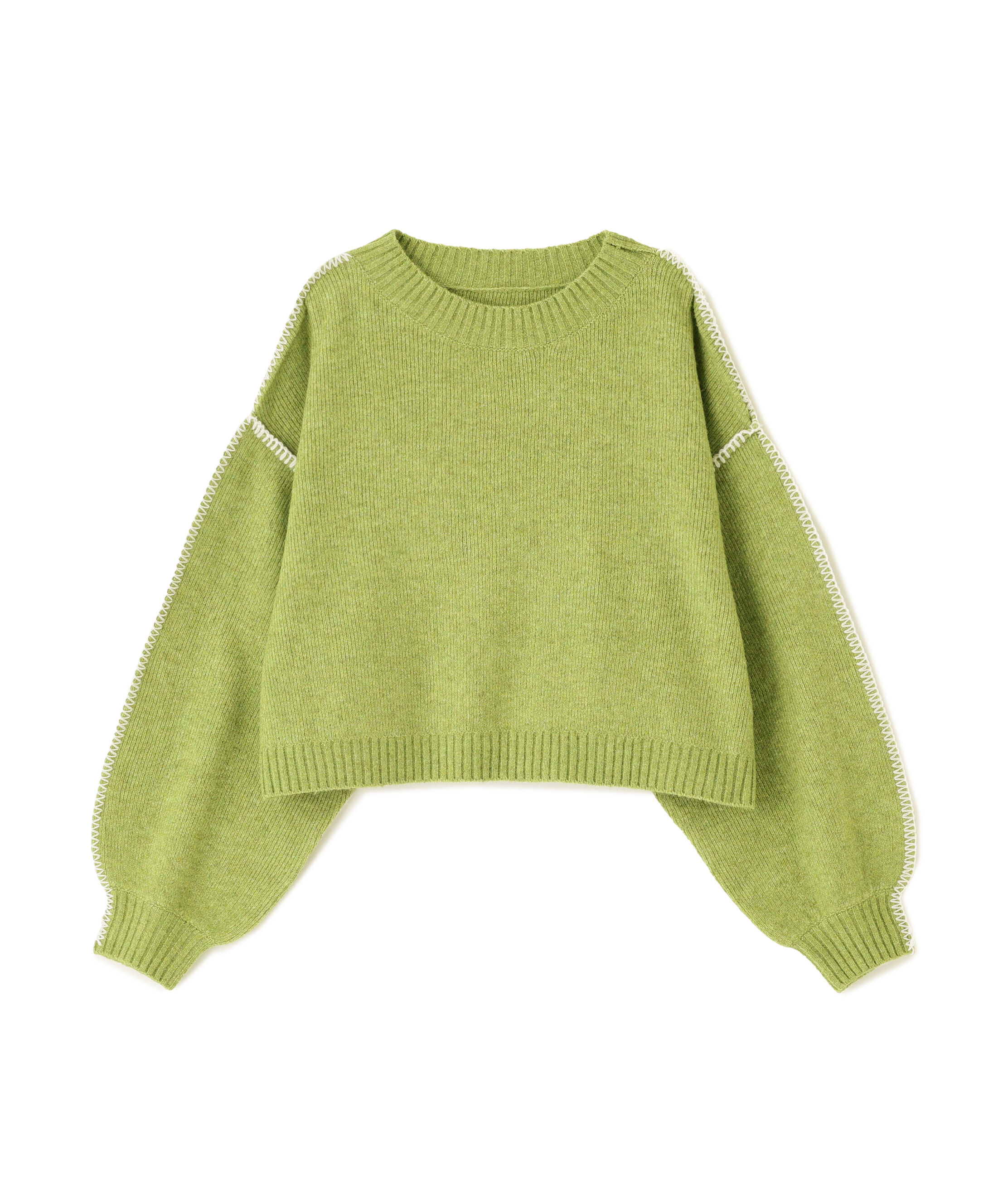  「杢ストレッチ総針配色ステッチニット」|ニット・セーター|