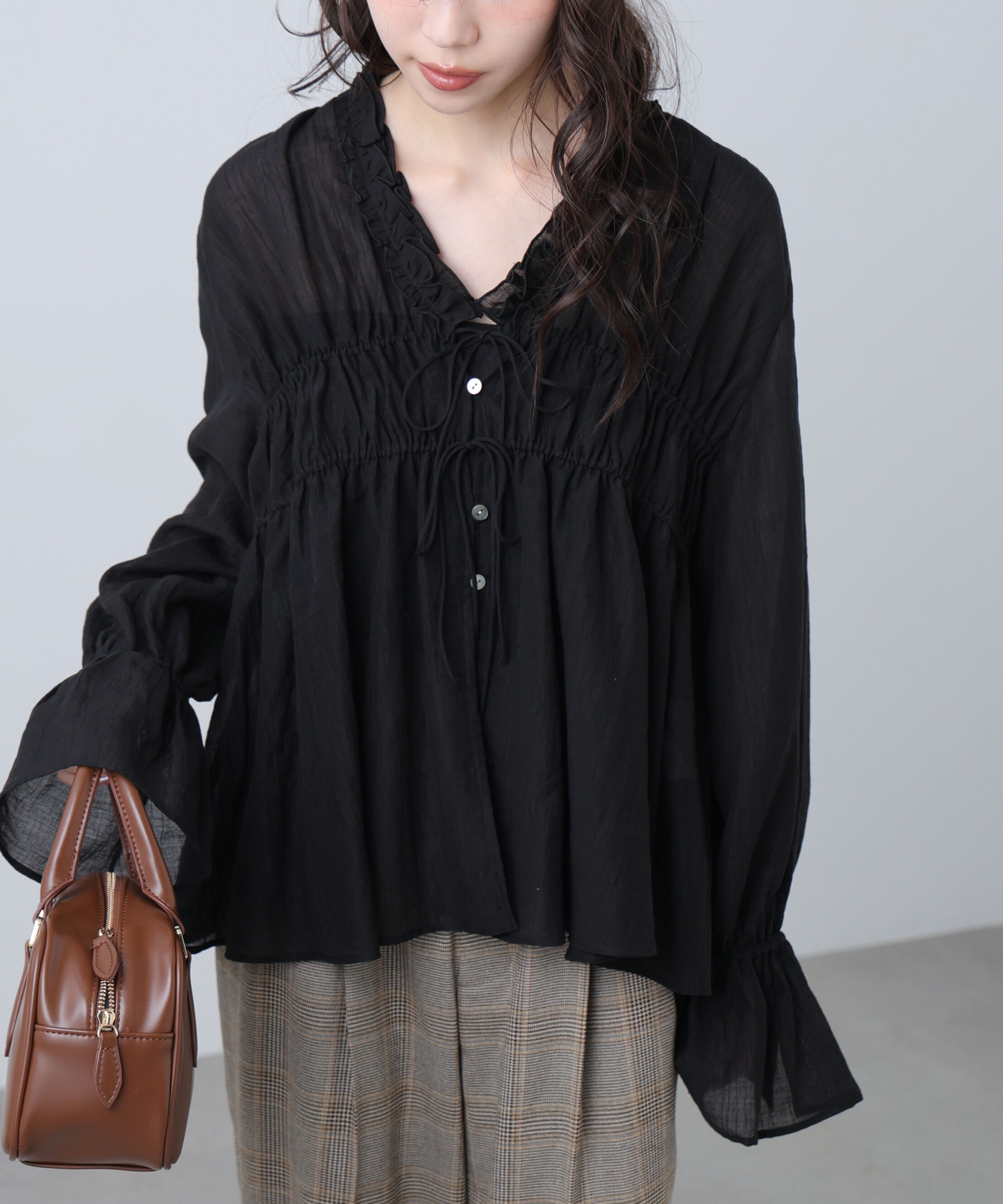  「シャーリングドロストブラウス」|シャツ・ブラウス|