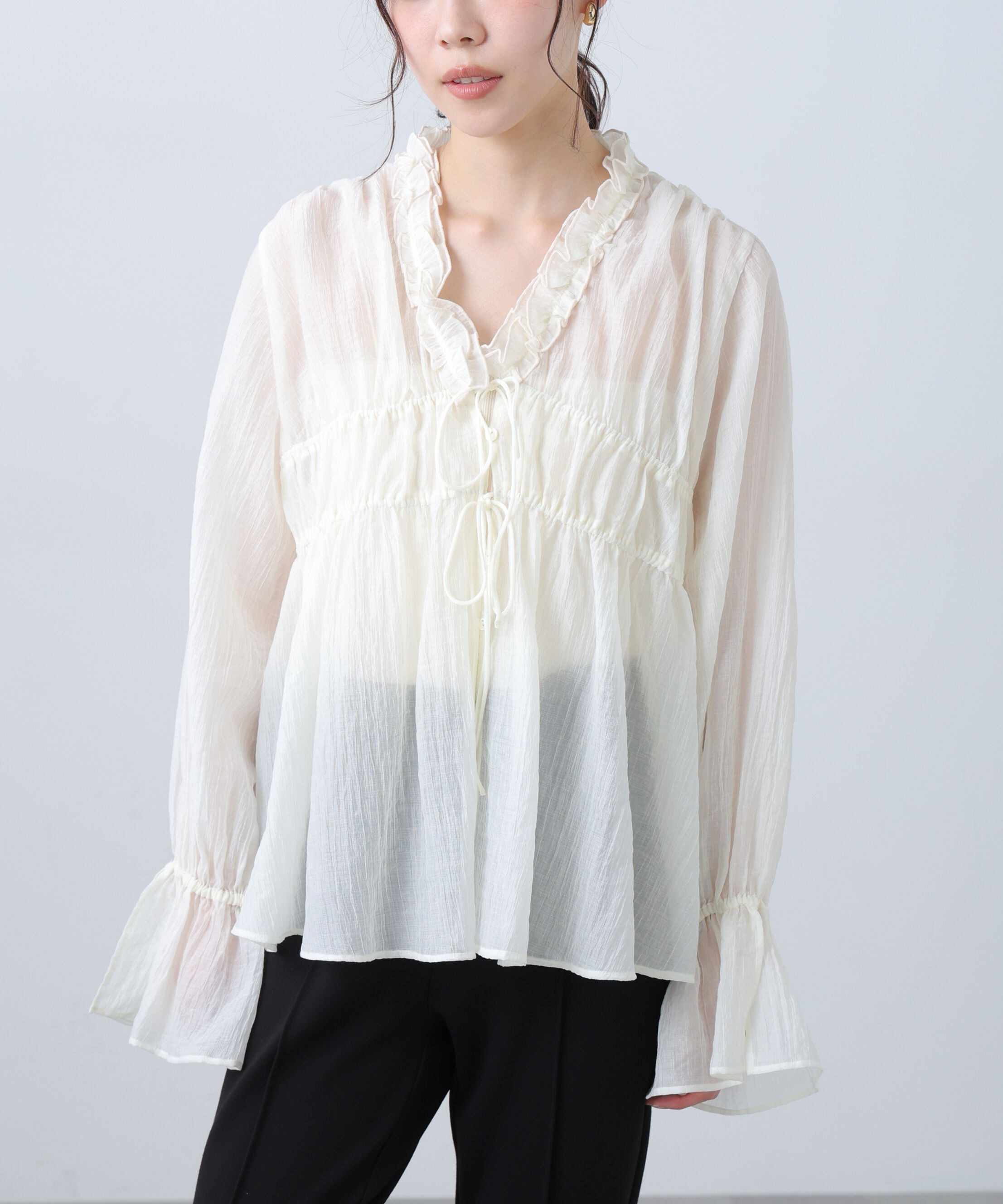  「シャーリングドロストブラウス」|シャツ・ブラウス|