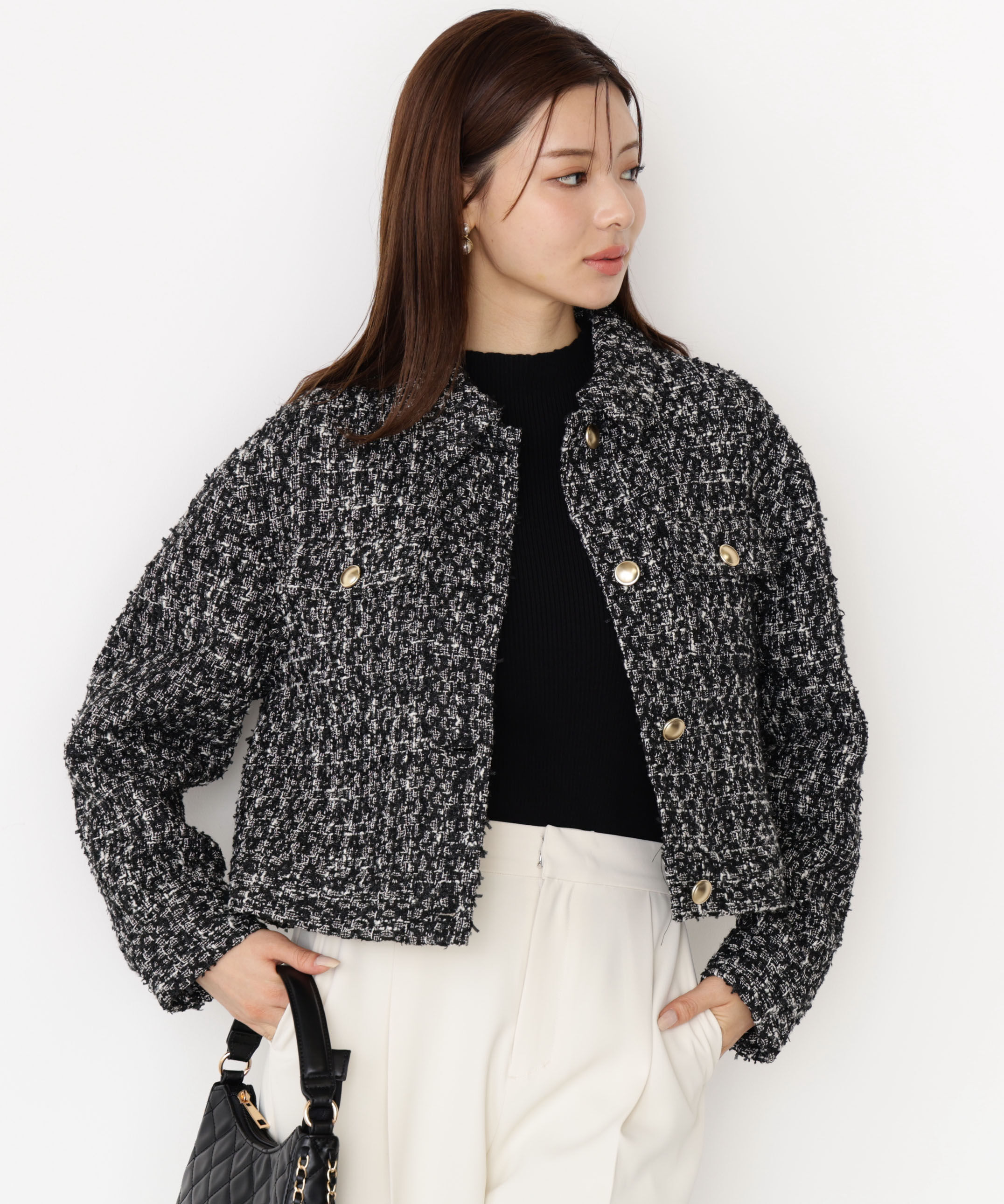 PROPORTION BODY DRESSING「ラメツイードブルゾン 25AW」|ブルゾン・スタジャン|