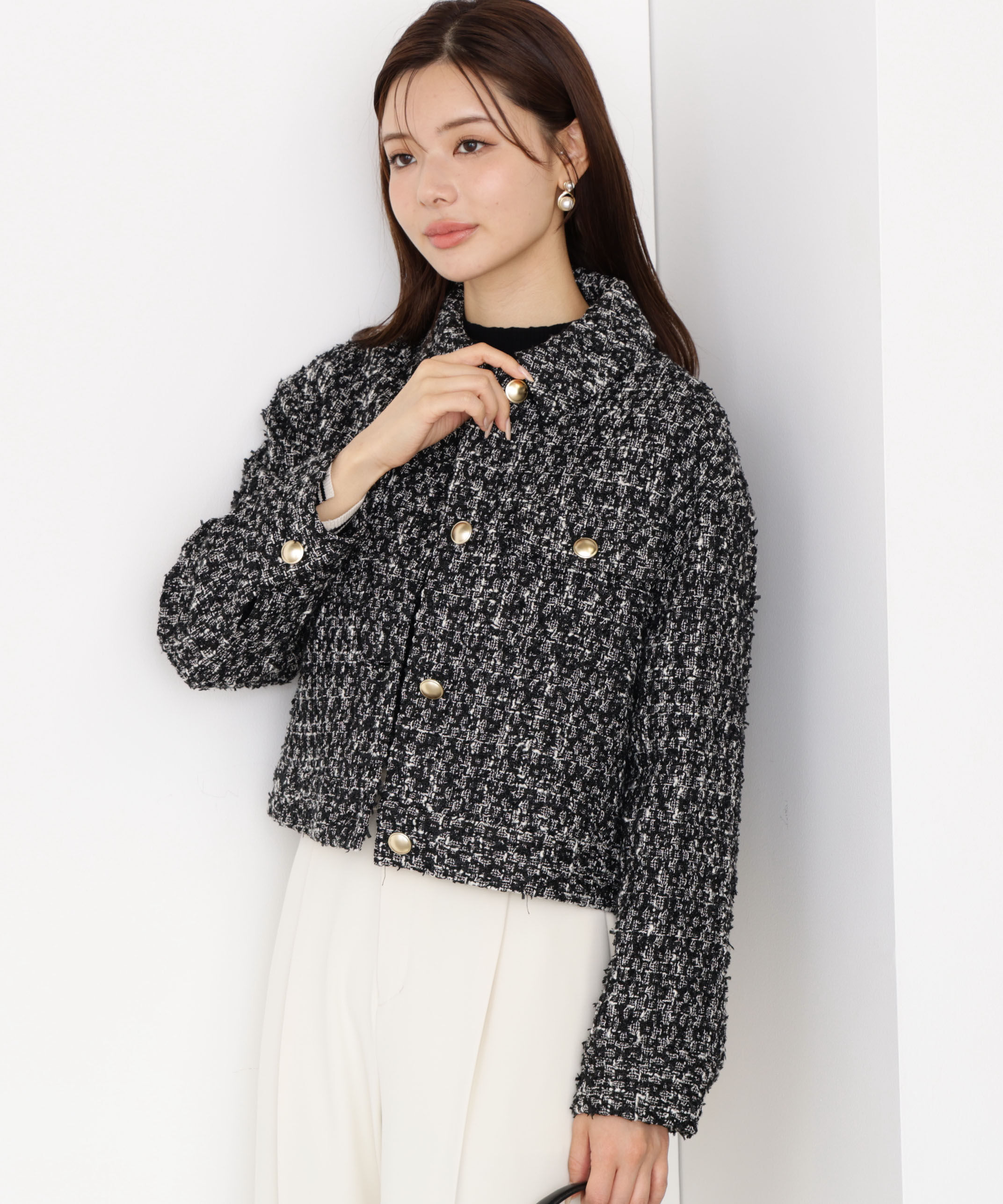 PROPORTION BODY DRESSING「ラメツイードブルゾン 25AW」|ブルゾン・スタジャン|