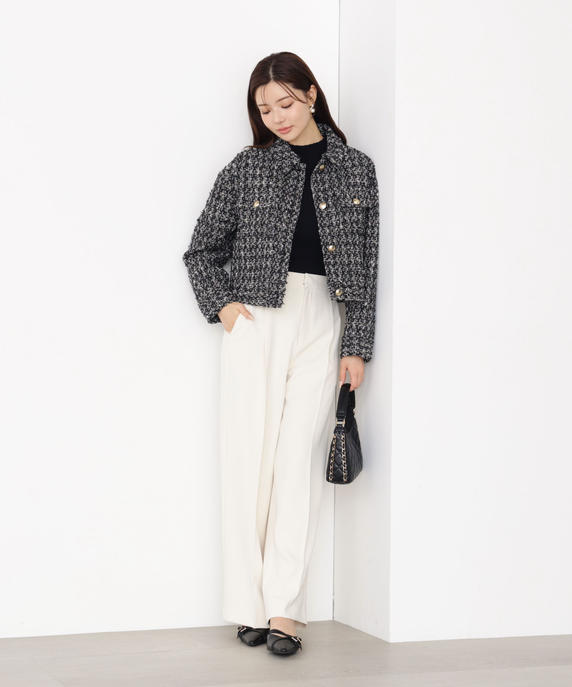 PROPORTION BODY DRESSING「ラメツイードブルゾン 25AW」|ブルゾン・スタジャン|