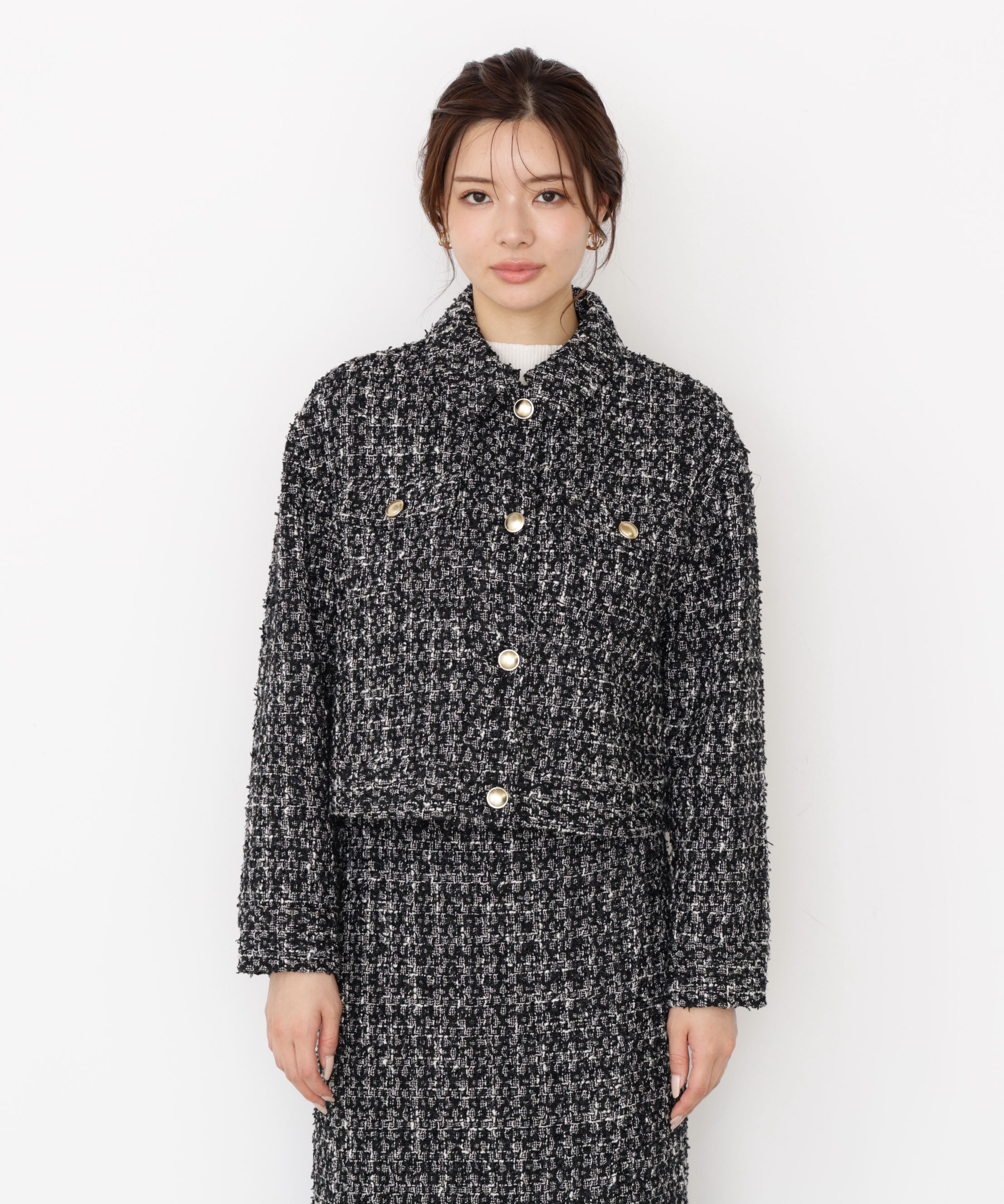 PROPORTION BODY DRESSING「ラメツイードブルゾン 25AW」|ブルゾン・スタジャン|