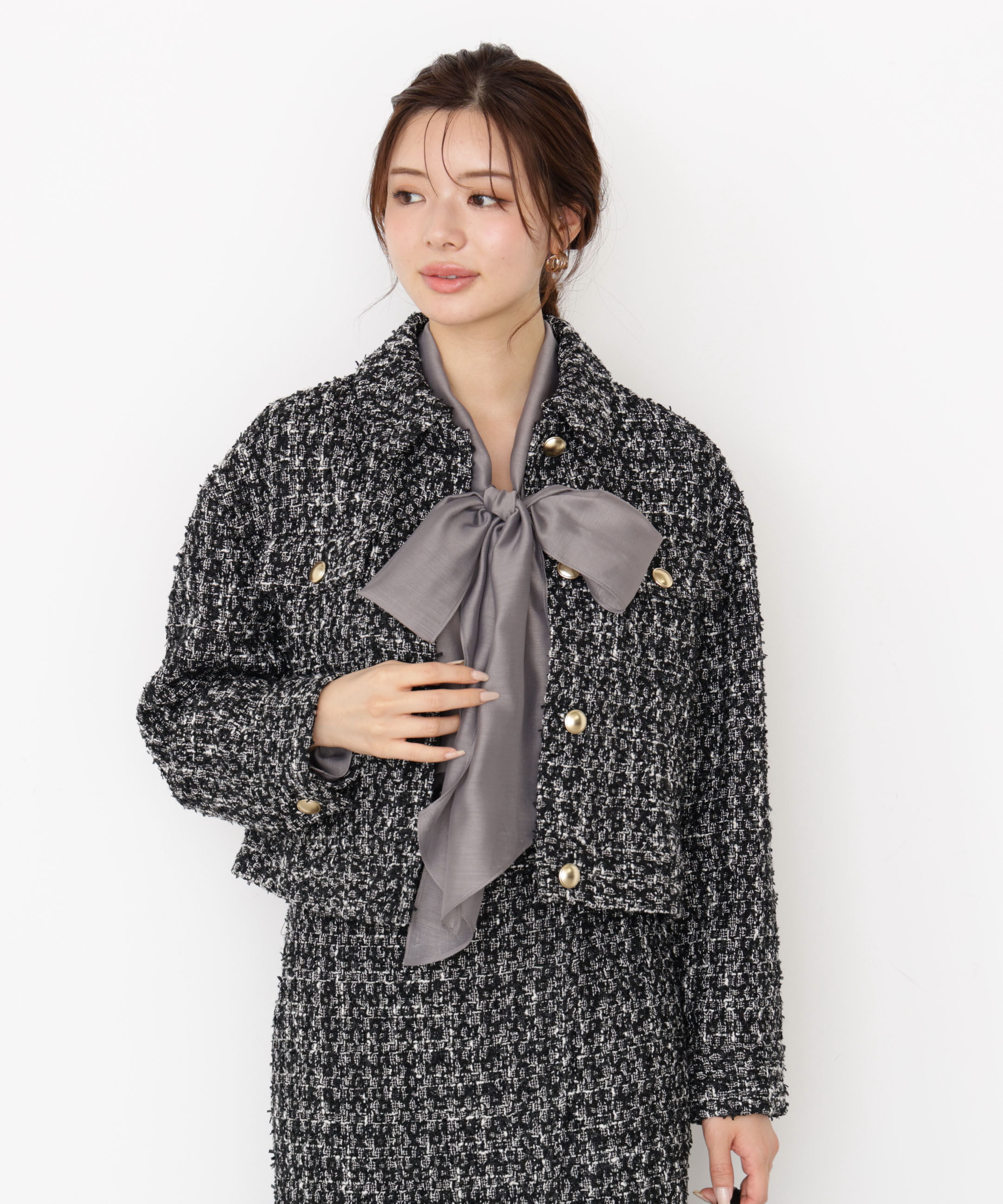 PROPORTION BODY DRESSING「ラメツイードブルゾン 25AW」|ブルゾン・スタジャン|