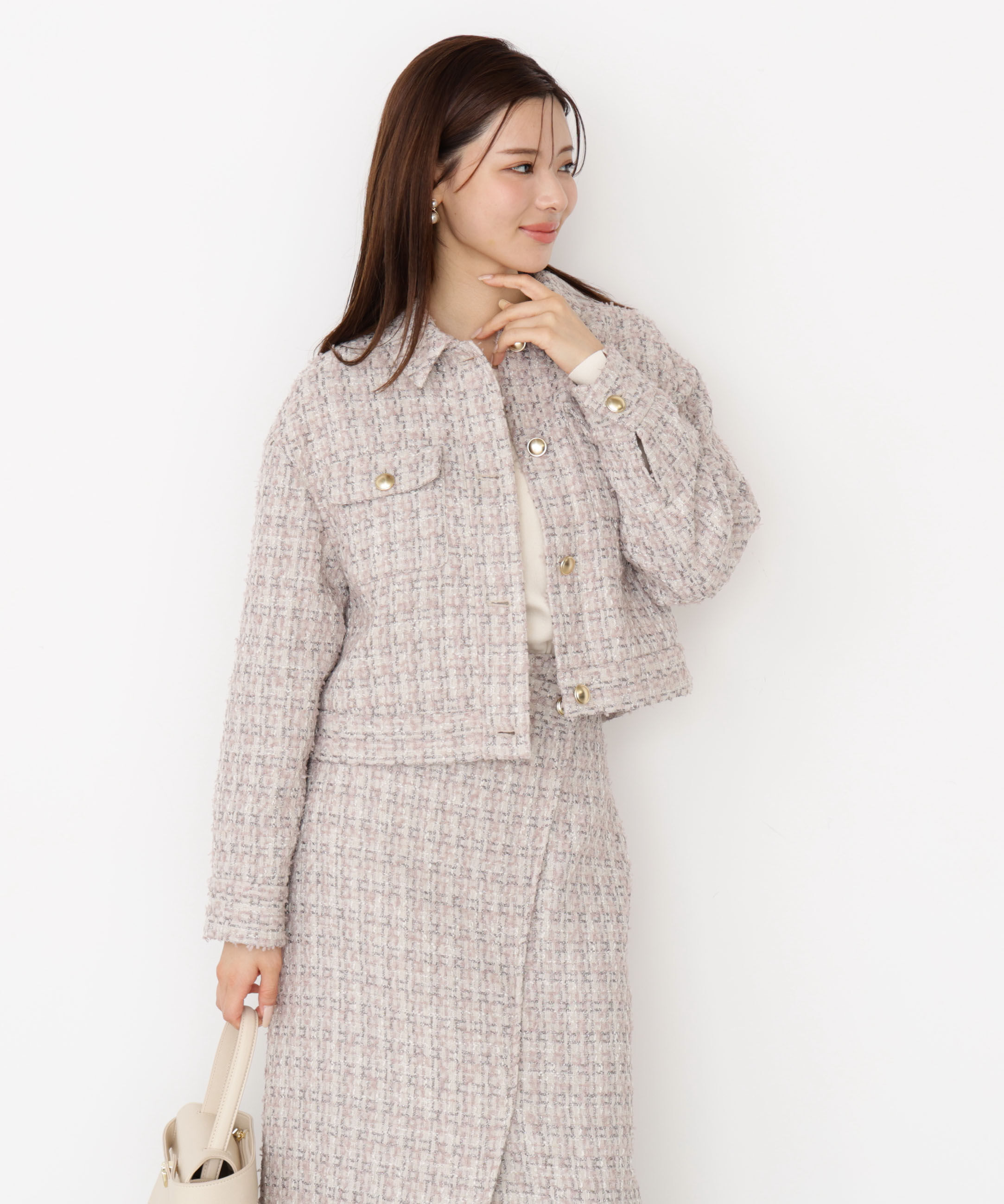 PROPORTION BODY DRESSING「ラメツイードブルゾン 25AW」|ブルゾン・スタジャン|