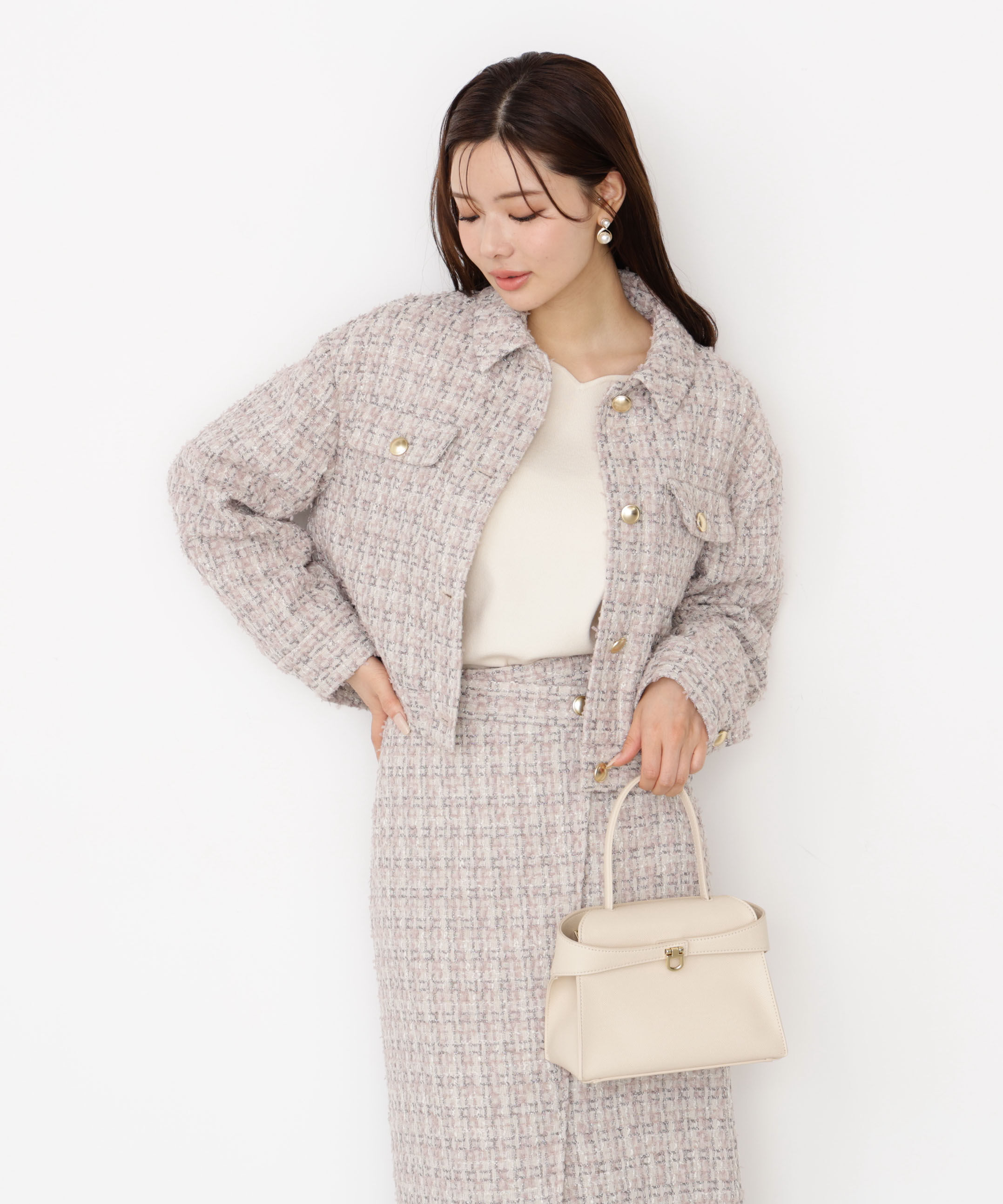 PROPORTION BODY DRESSING「ラメツイードブルゾン 25AW」|ブルゾン・スタジャン|