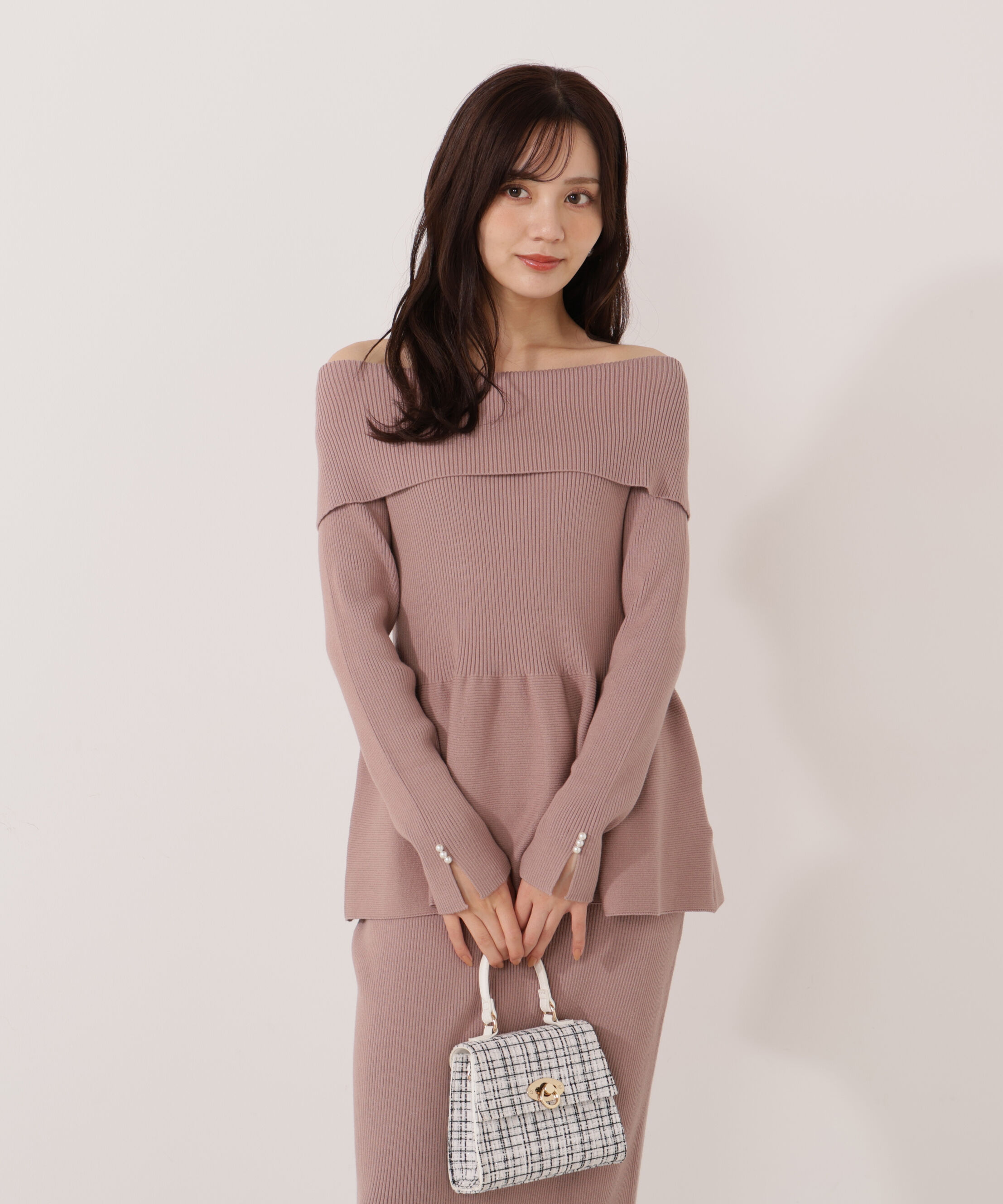PROPORTION BODY DRESSING「オフショルペプラムニットセット　25AW」|ワンピース|